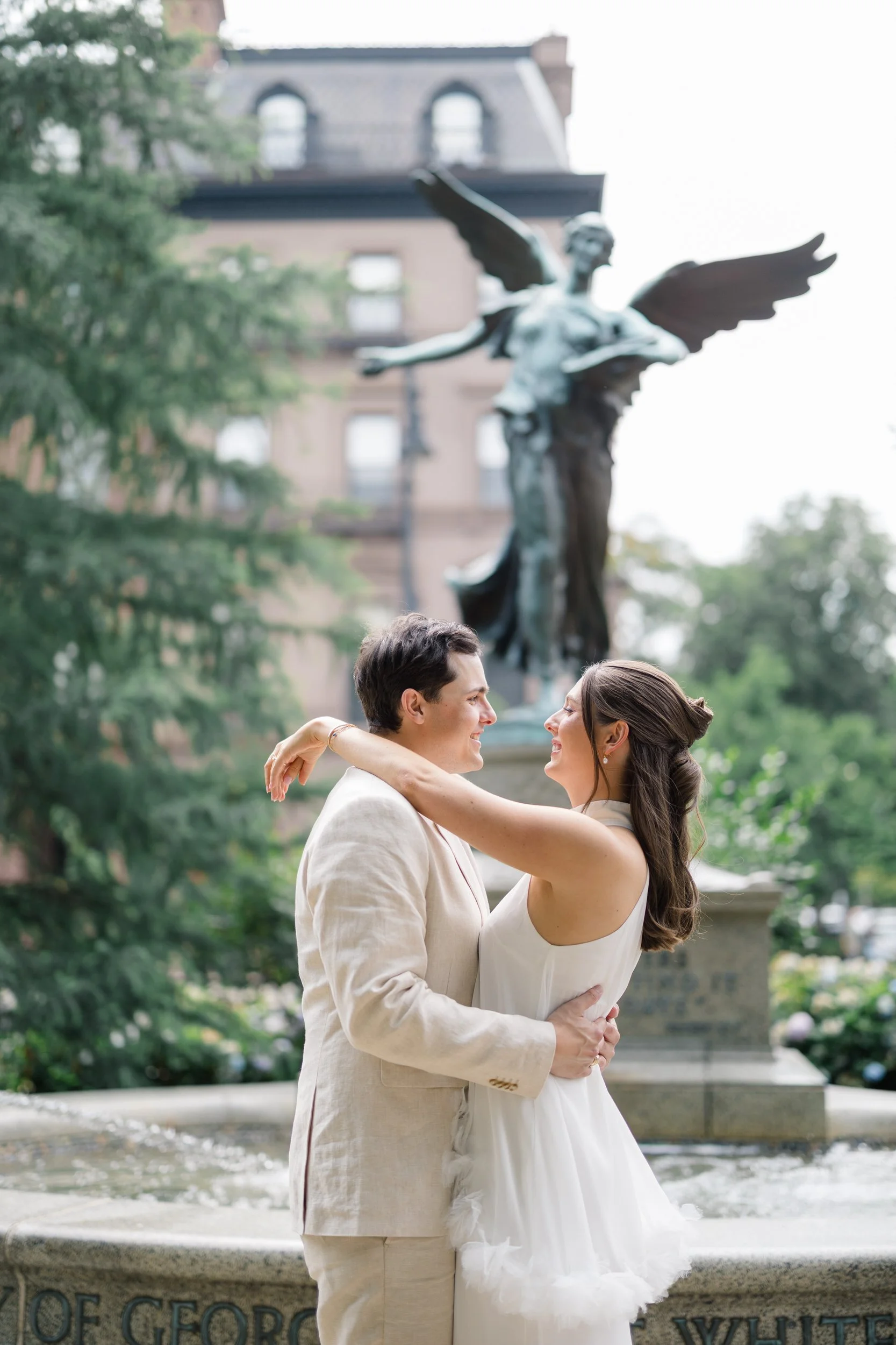 Romantic engagement portraits surrounded by the beauty of the Boston Public Garden.