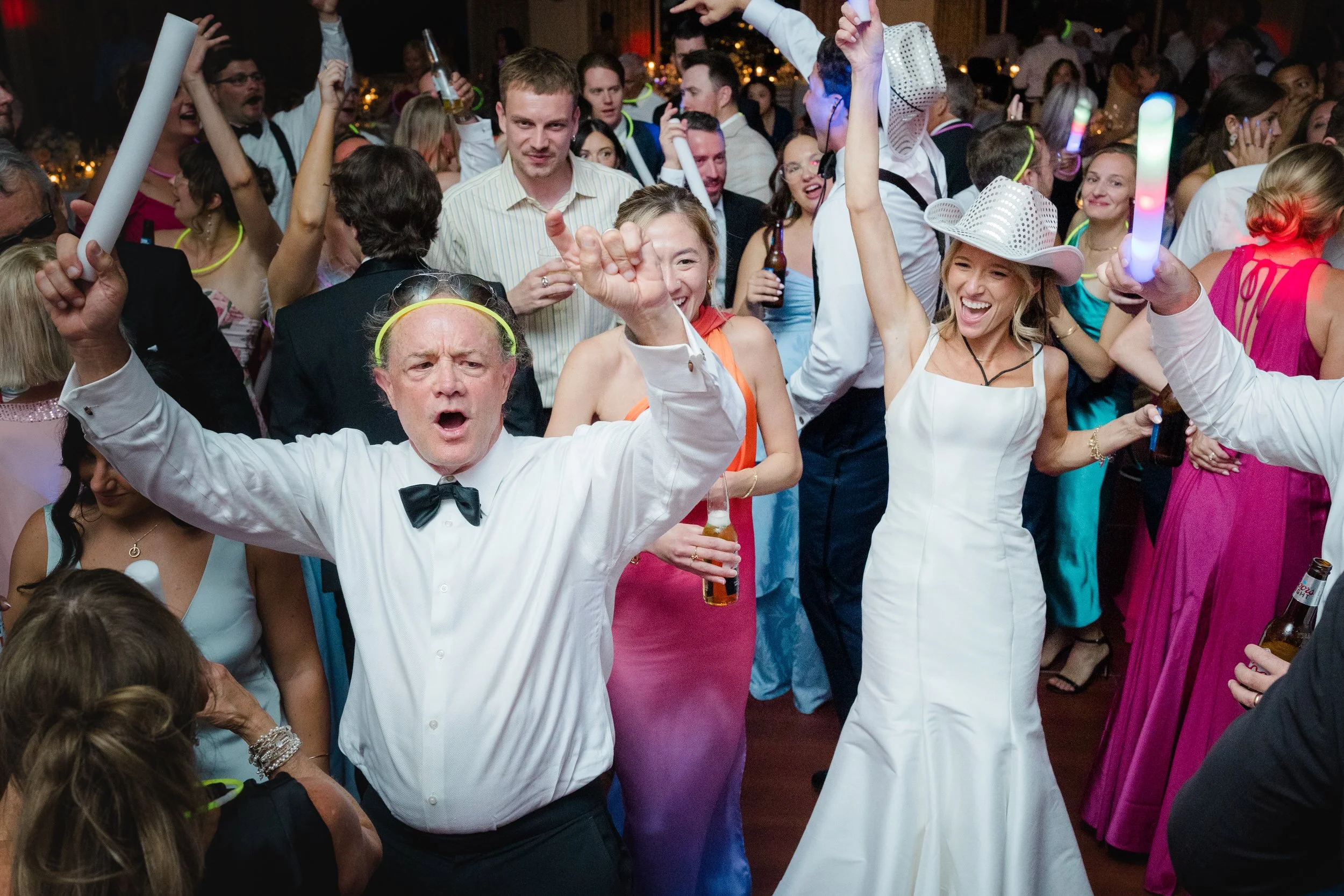 Packed dance floor at a Cape Cod wedding celebration