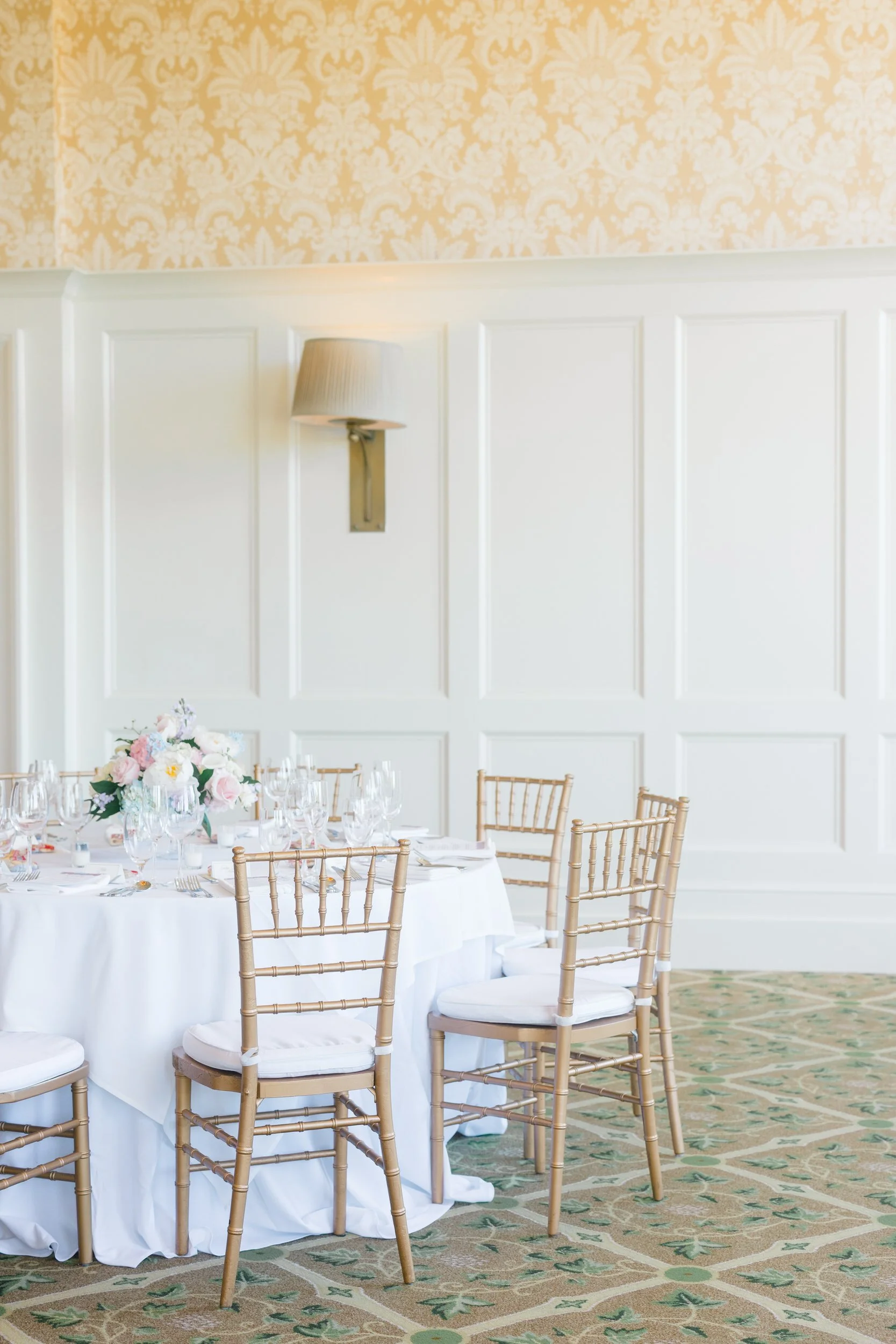 Reception table design at Ocean Edge Resort wedding