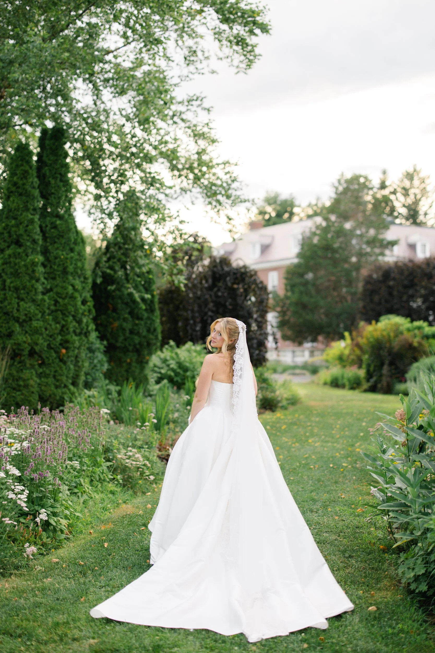 European-inspired wedding portraits at sunset in Wellesley Massachusetts