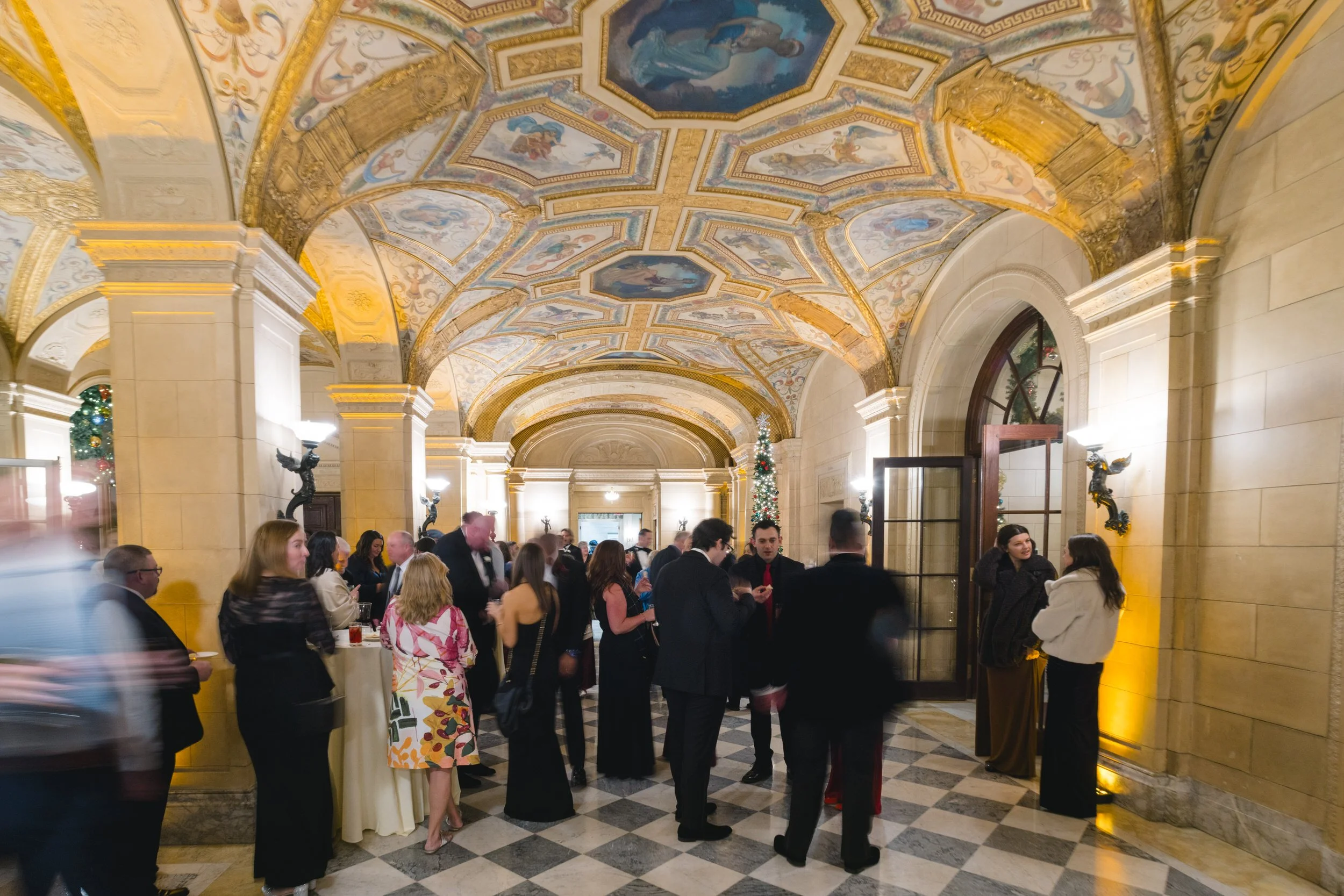 Wedding cocktail hour decor at Aldrich Mansion Rhode Island