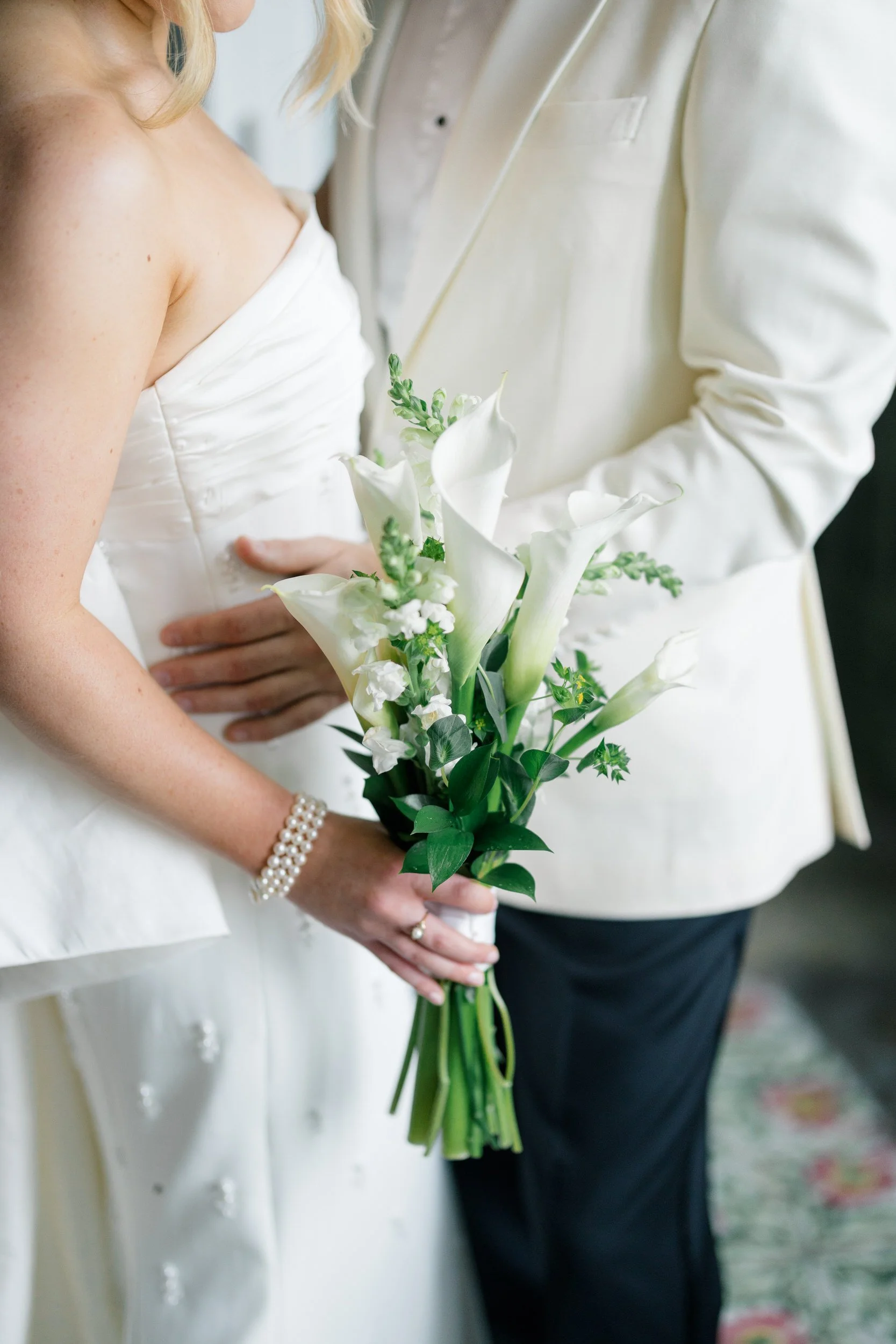 Editorial wedding portraits inside historic Blithewold Mansion.