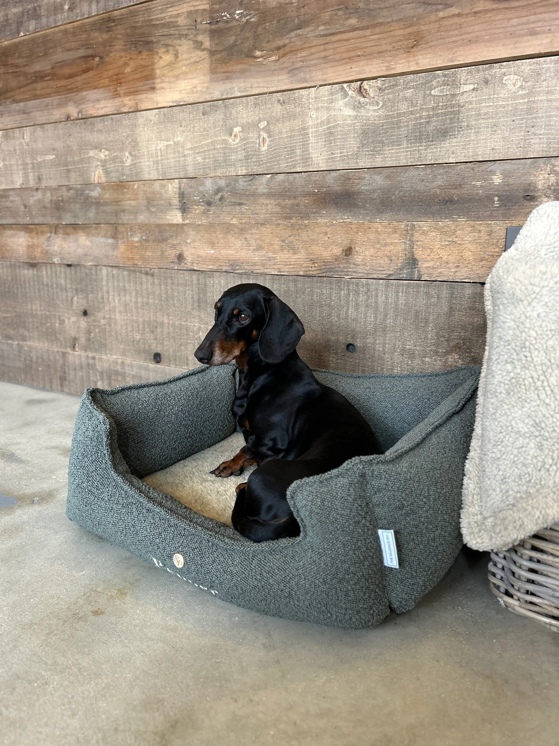 The Burford Bed- Green Smoke Boucle