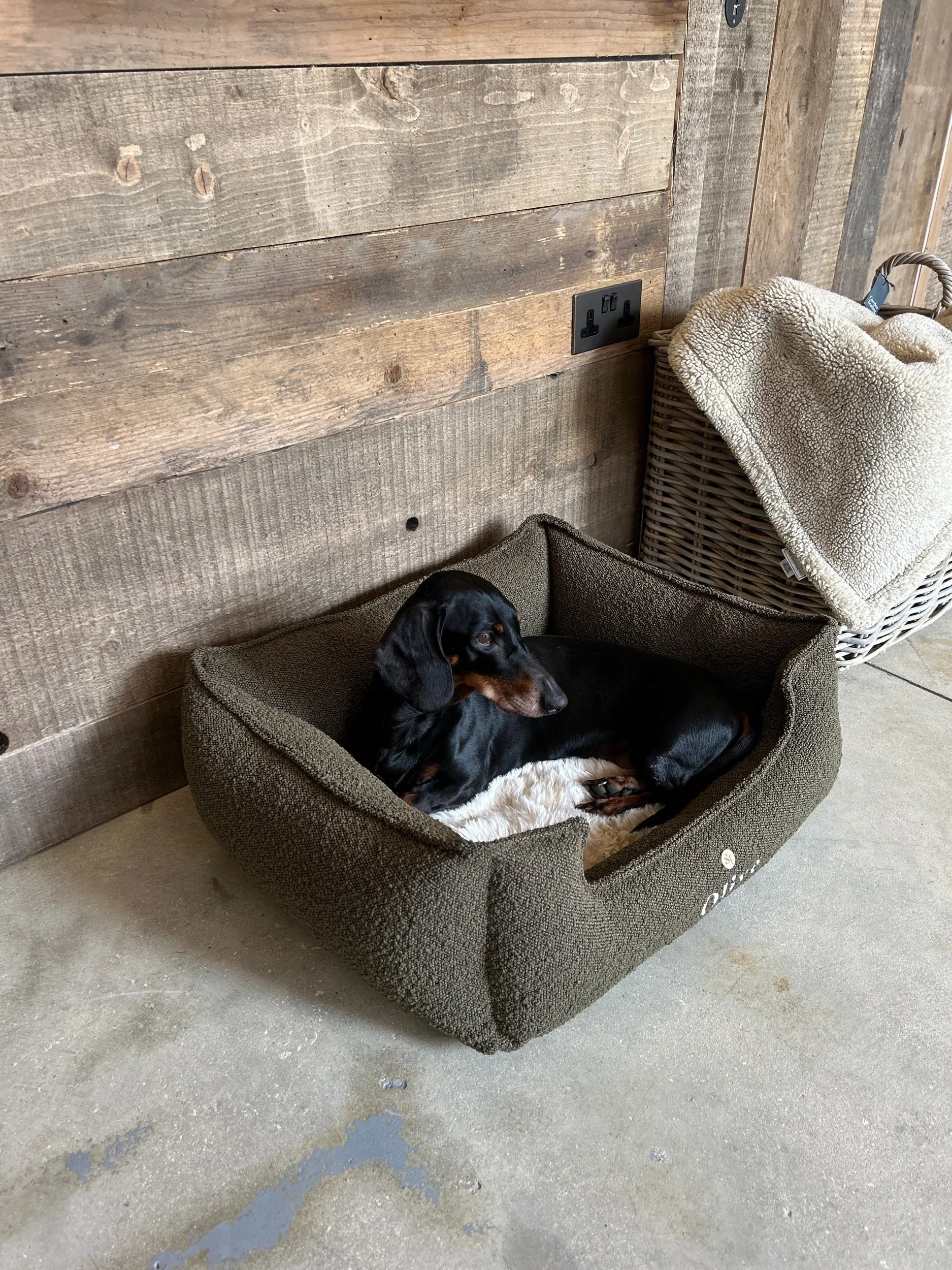 The Burford Bed- Olive Boucle