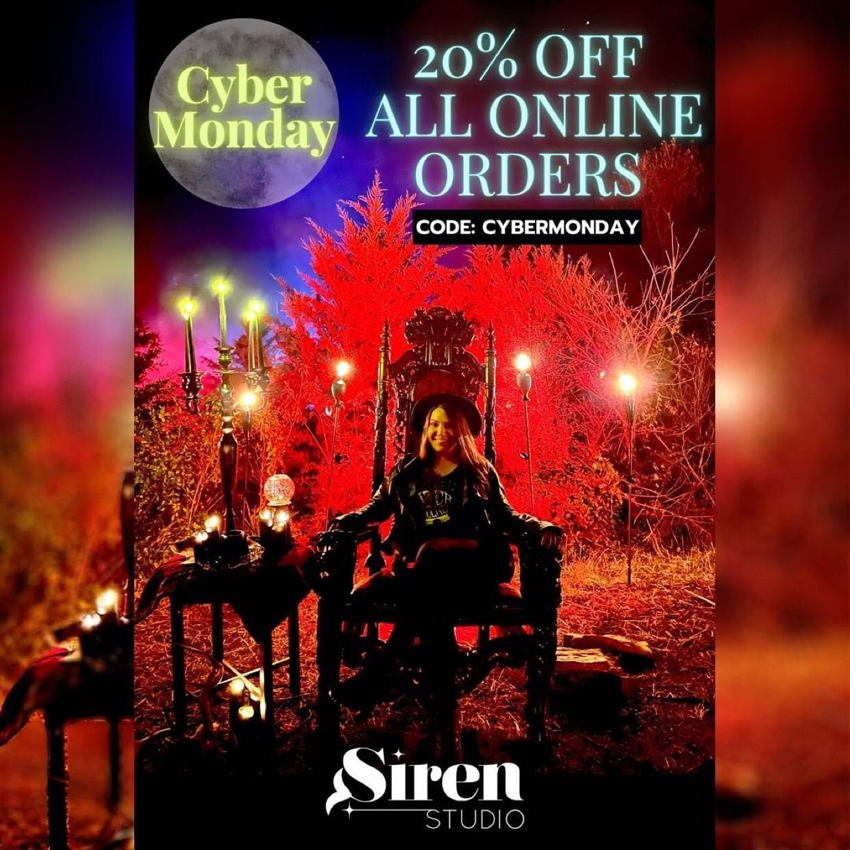 Repost from @sirenstudio.art
&bull;
Did you miss us this weekend? Save on Cyber Monday! Save 20% on every online purchase Monday using code CYBERMONDAY. Get gifts for all your favorite witches!
.
www.sirenstudio.art
.
#cybermondaysale #holidaysavings