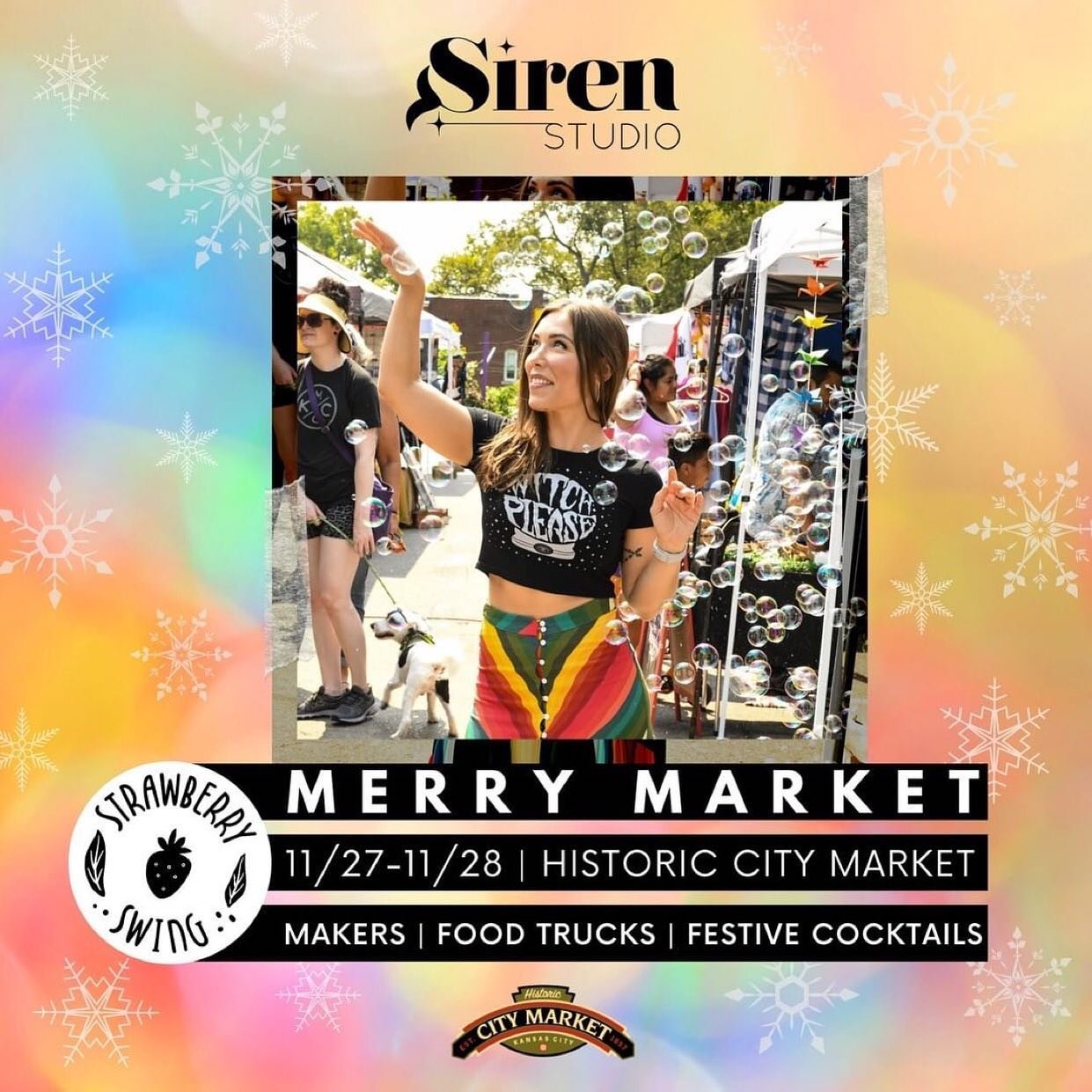 Repost from @sirenstudio.art
&bull;
Beyond excited for my first Merry Market pop up with @strawberryswingkc at the historic @citymarketkc! Featuring The Swing&rsquo;s juried makers, street food vendors, holiday drinks, strolling entertainers and othe