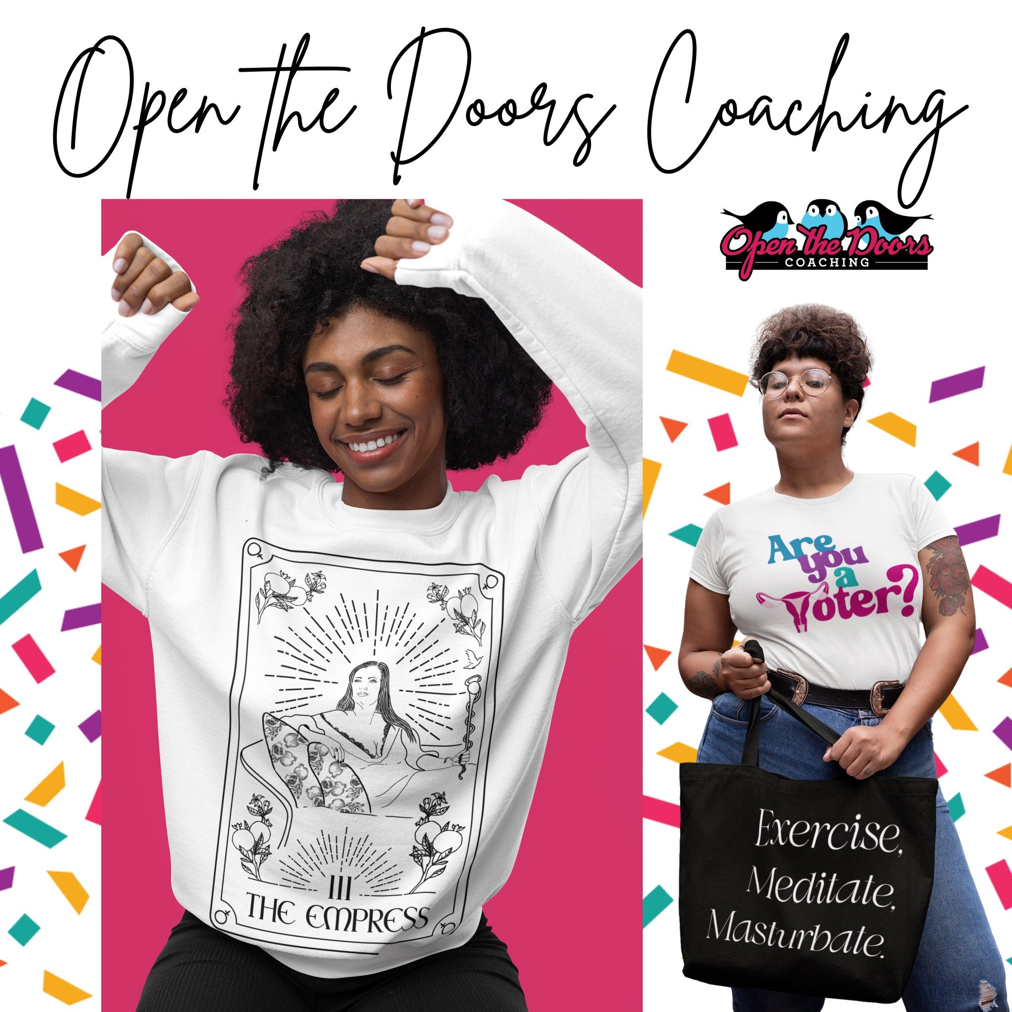 Illustrations that tell your brand story.✨

I recently had the pleasure of working with @coach_kristen_ author, certified sex coach, and clinical sexologist, to create a series bold merchandise designs for her brand, Open the Doors Coaching, that emb