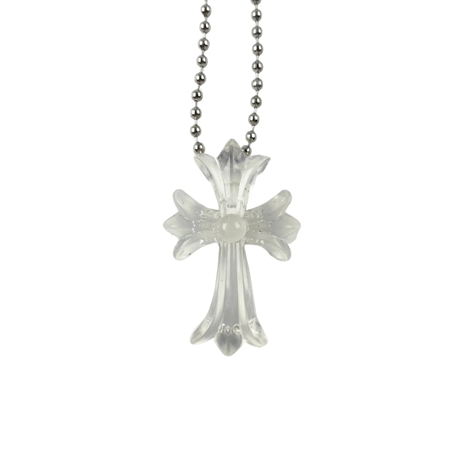 MARKED: 20th Anniversary Transparent Cross Necklace display picture 1