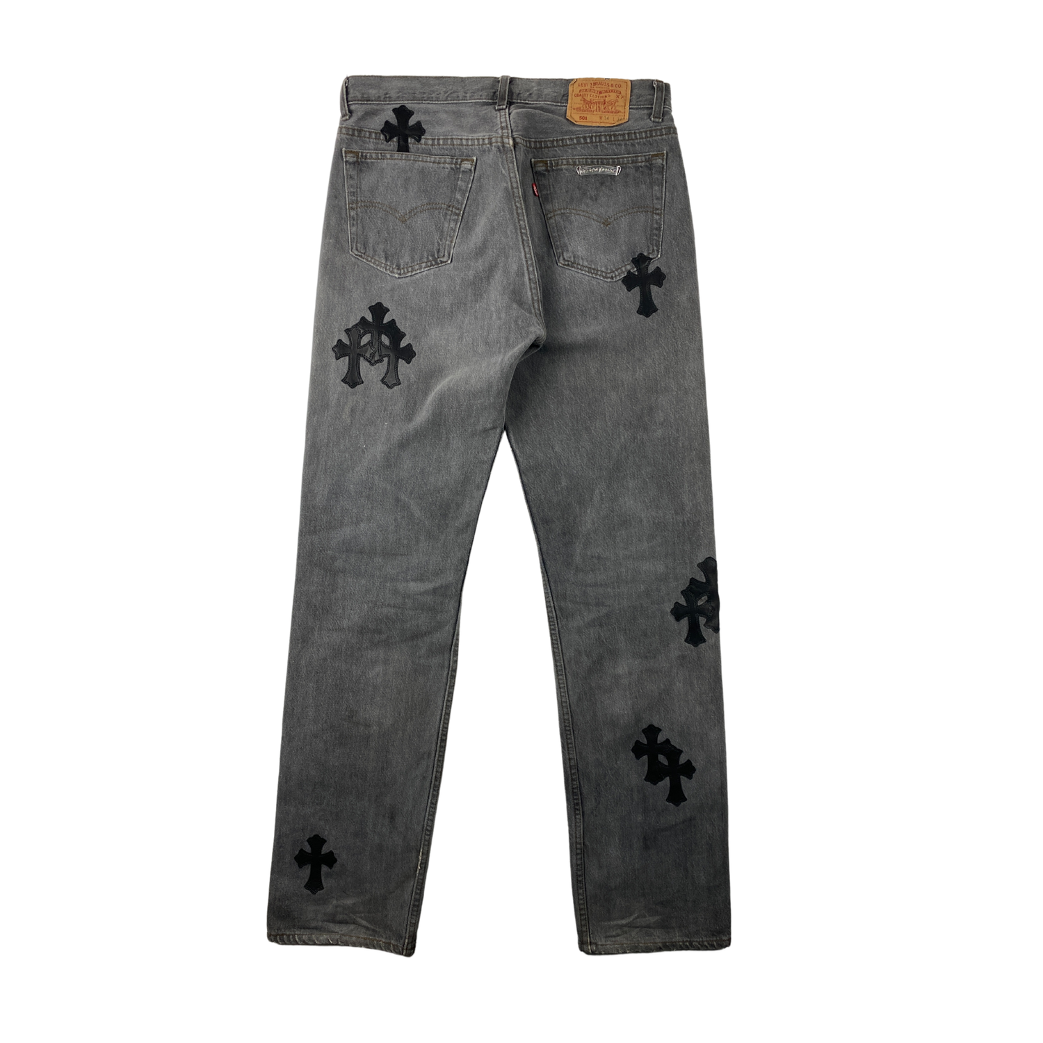 MARKED EU: Chrome Hearts Grey Big Cross Jeans