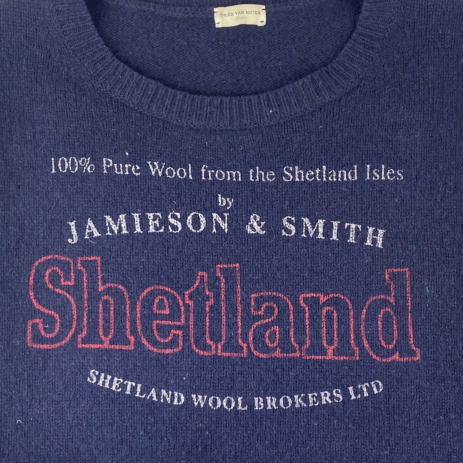 MARKED EU: Dries Van Noten Navy Shetland Sweater
