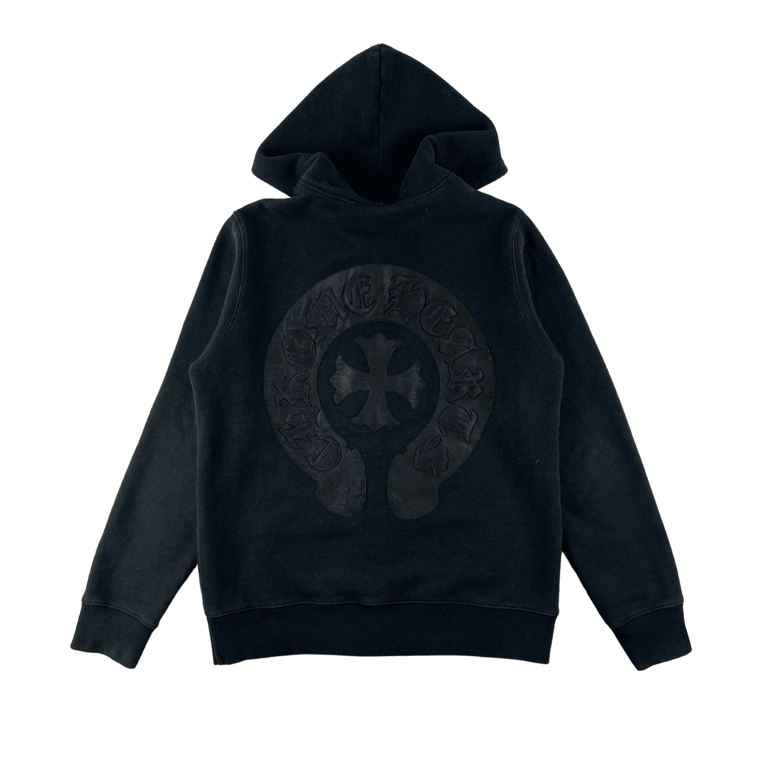 Black Leather Horseshoe Chrome Hearts Leather Hoodie Chrome Hearts 