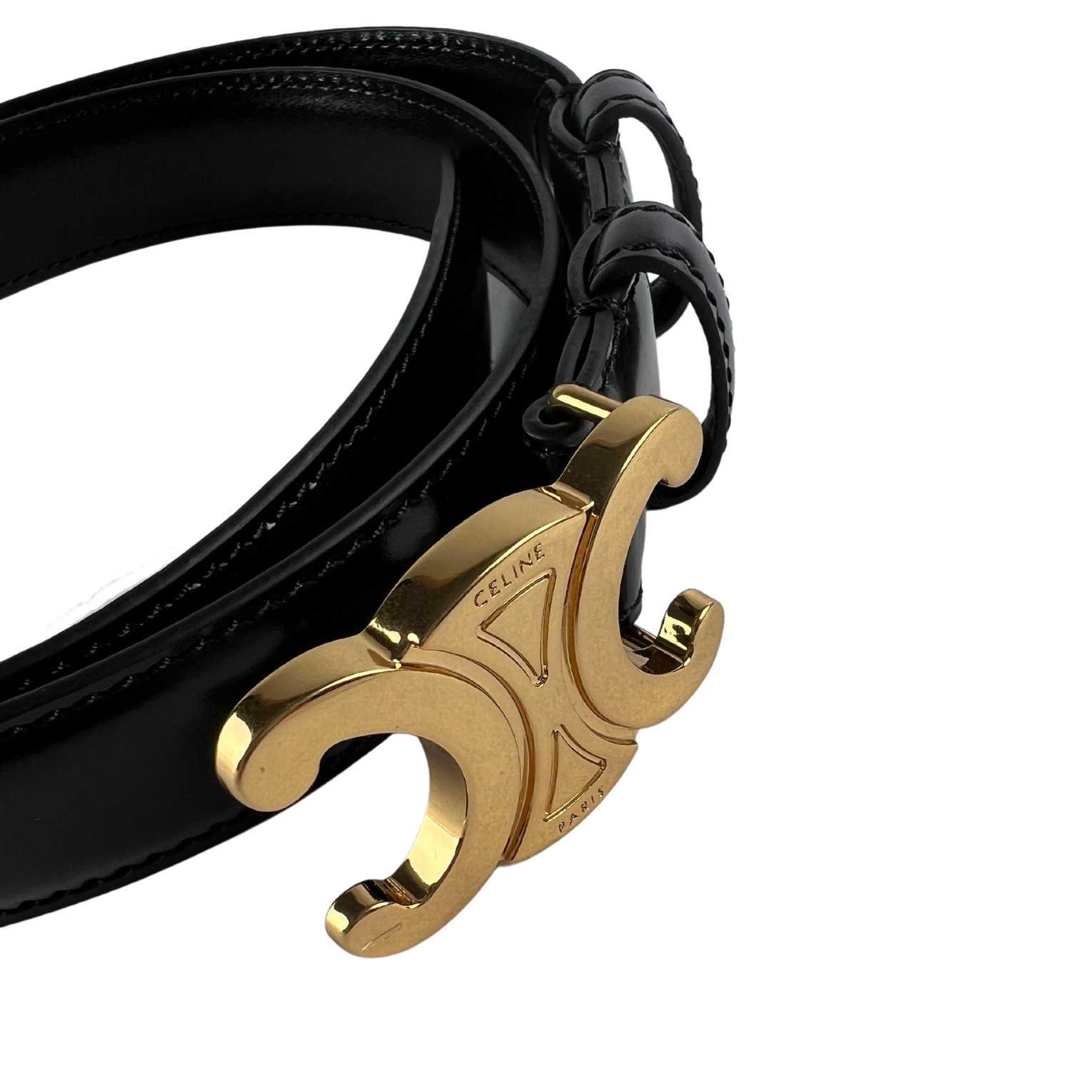 小物 Celine Belt Triomphe Medal Gold Hardware Celine Triomphe Belt Calfskin Black GHW – Perrine Porter