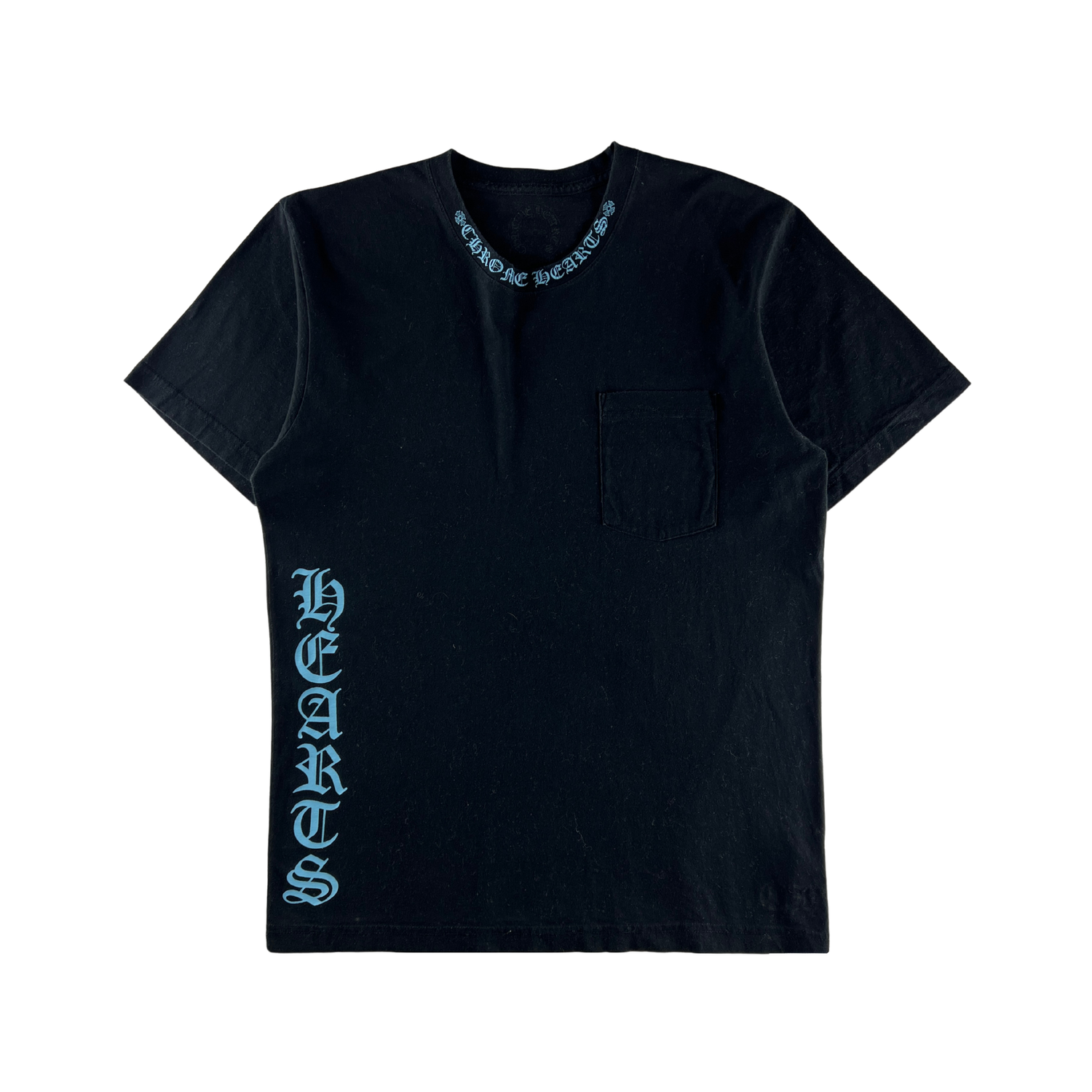 MARKED EU: Chrome Heart Blue Script Collar Logo T-Shirt