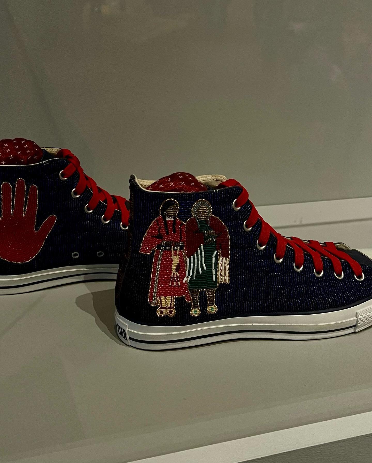 Saturday. Favorites from the &ldquo;Craft Front &amp; Center&rdquo; exhibition. Teri Greeves (Kiowa b. 1970) &ldquo;Khoiye-Goo Mah,&rdquo; 2004. Cut beads, silver-lined seed beads and Converse high tops. Marcus Amermann (Choctaw Nation b. 1959) &ldqu