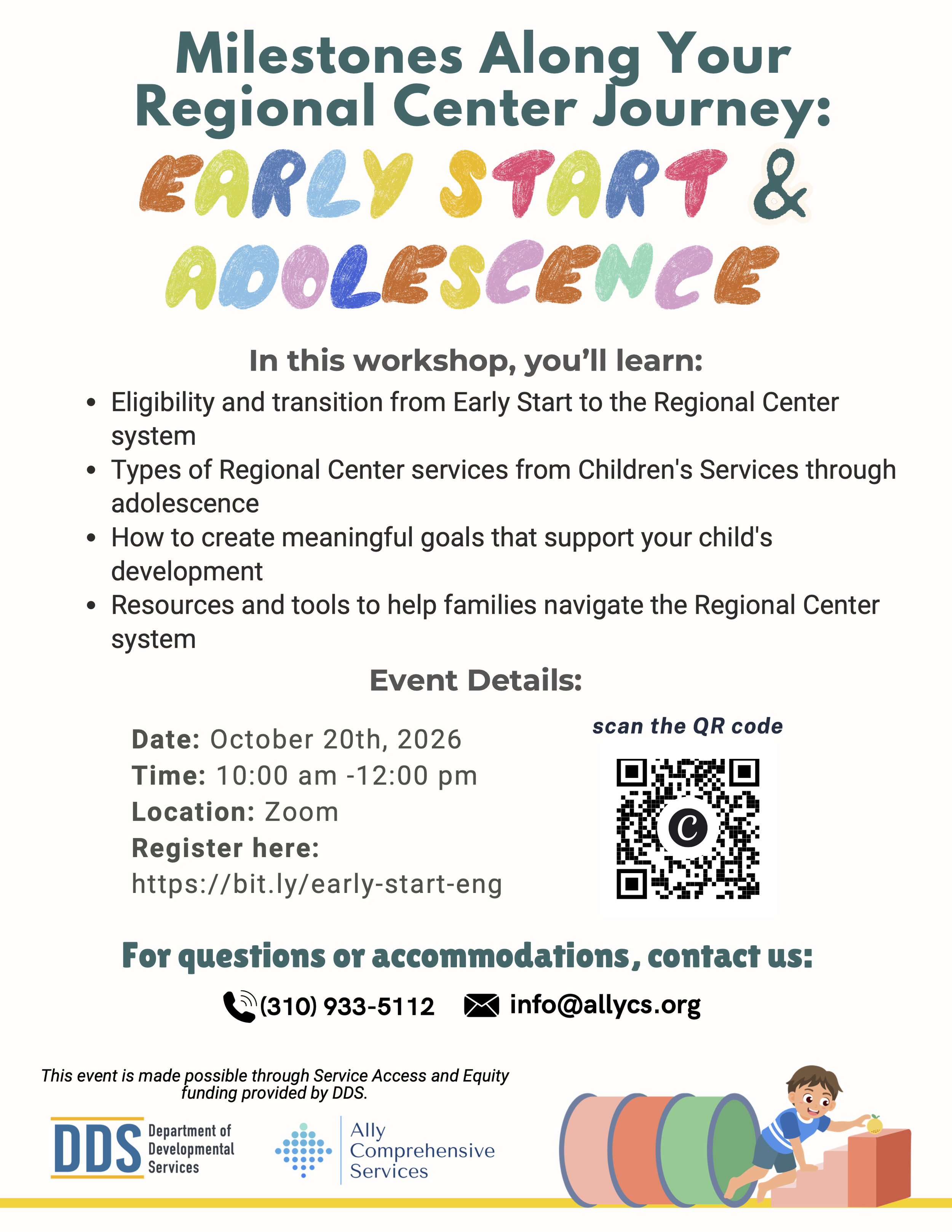 Milestones Along Your Regional Center Journey: Early Start &amp; Adolescence (English)