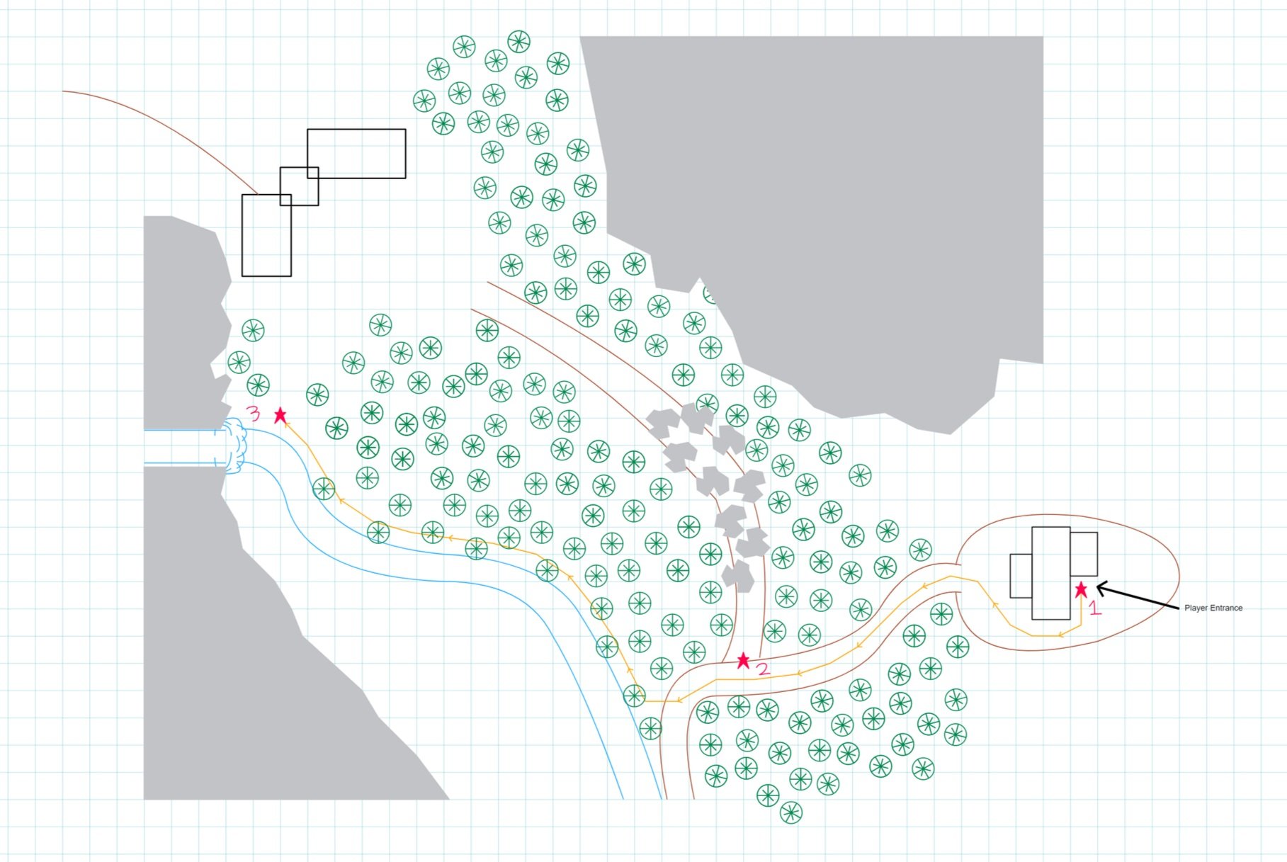 Yin-Realm Pt.1) Early sketch synthesizing design team ideas.