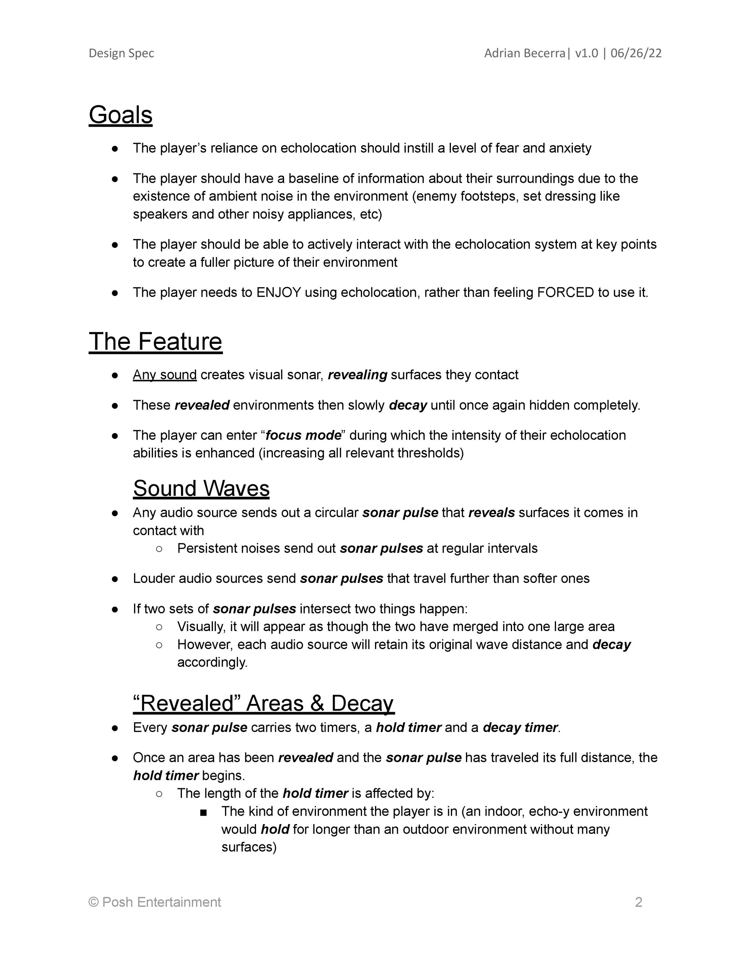 Exerpt from the design specification I wrote for the echolocation system.