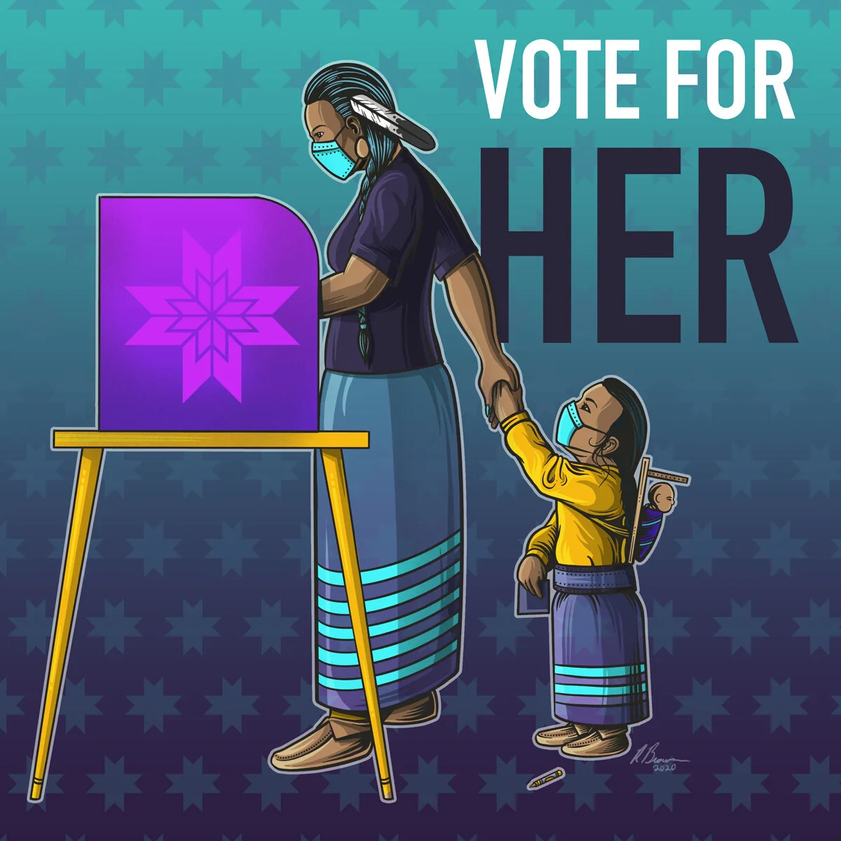  Art by Ben Brown (IG: @rbbrown1982) for IllumiNative’s Natives Vote campaign. 