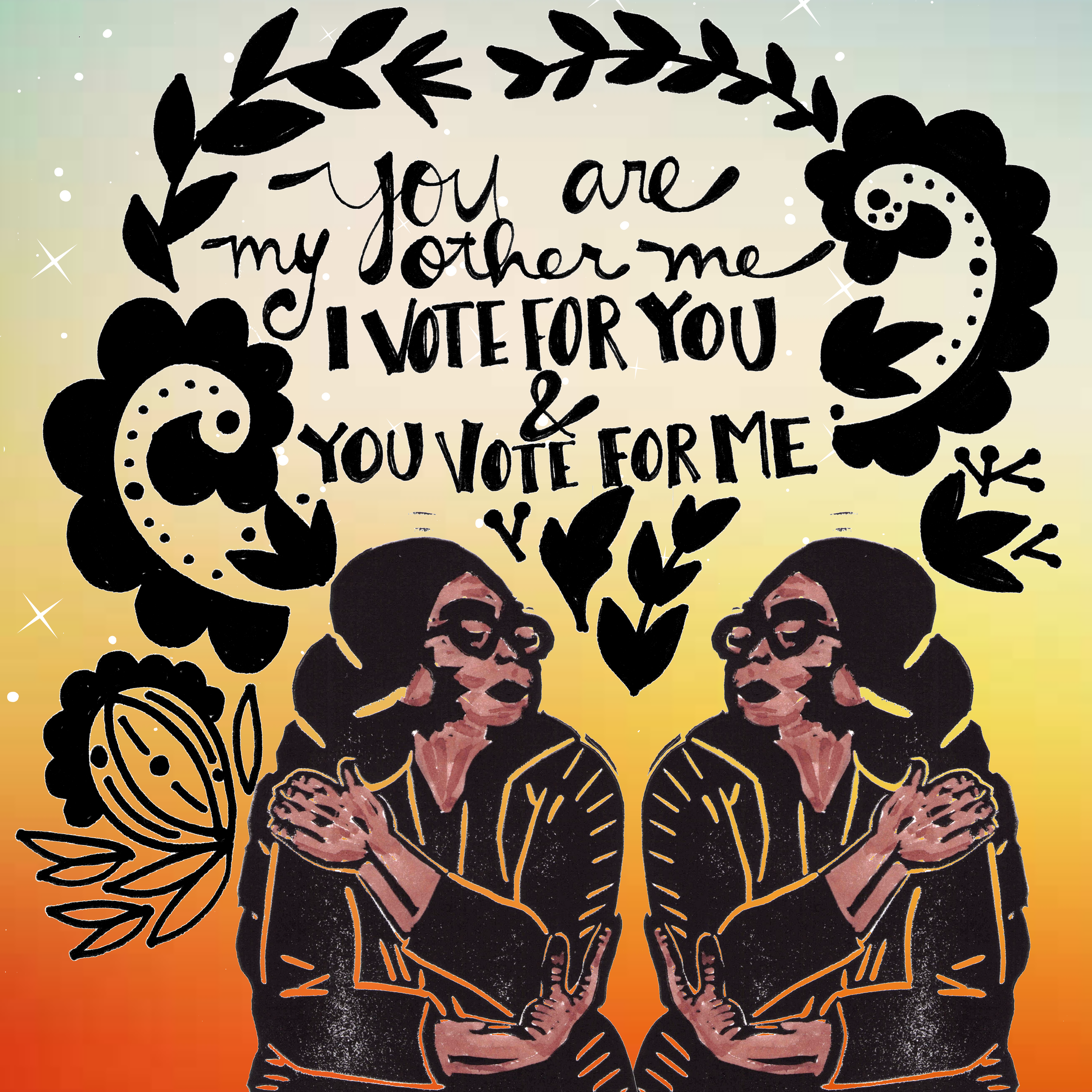  Art by Avis Charley (IG: @maese.art.by.eileen.jimenez) for IllumiNative’s Natives Vote campaign. 