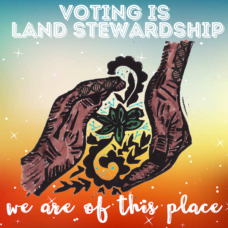  Art by Avis Charley (IG: @maese.art.by.eileen.jimenez) for IllumiNative’s Natives Vote campaign. 