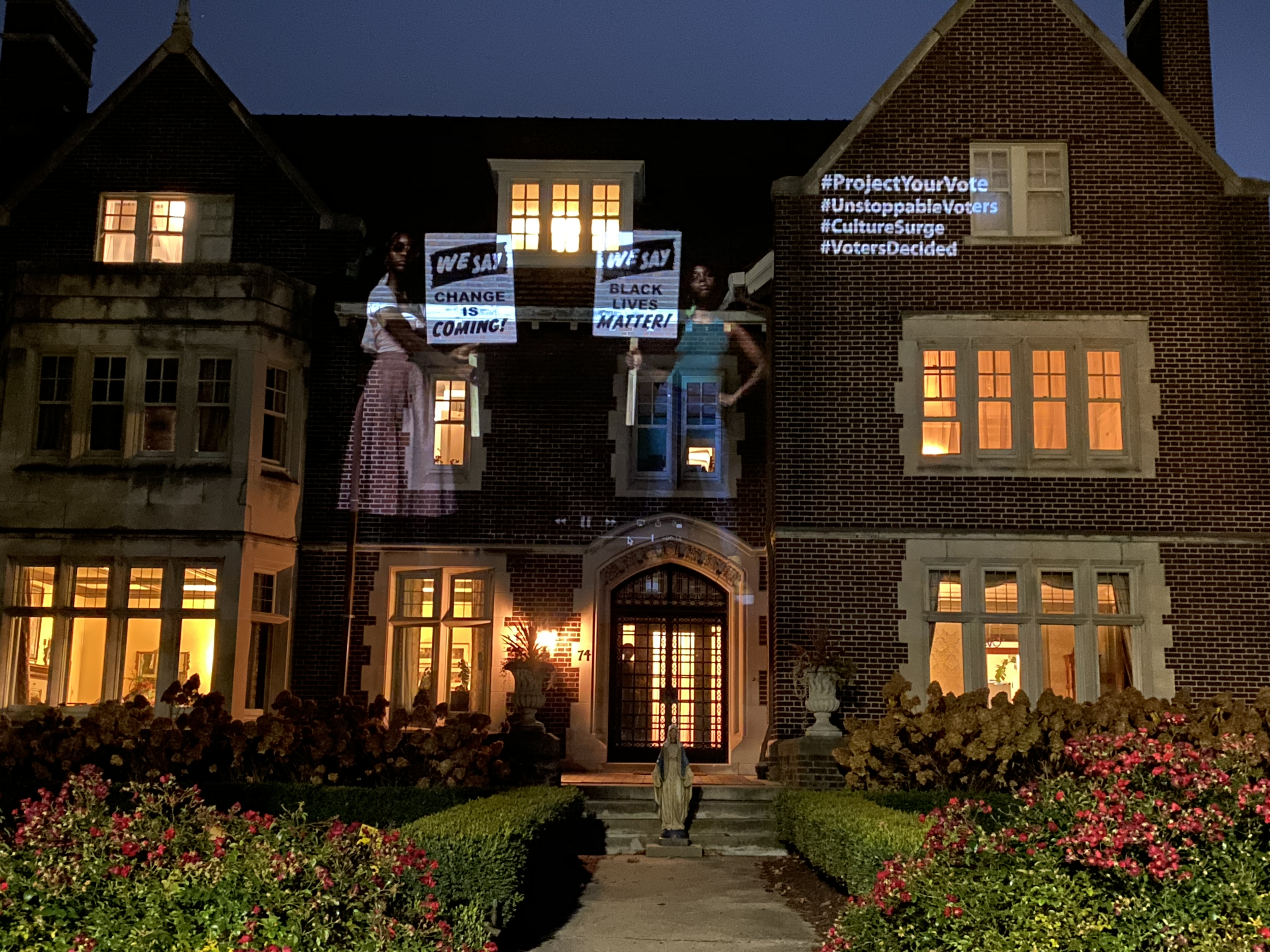  Project Your Vote (IG: @projectyourvote) projection - Detroit, MI | MI Projectionist: Robert David Jones (@slide91). Conceived, Filmed, &amp; Produced by Packard Jennings. Relational Aesthetics, Production, Casting, &amp; Wardrobe Direction by Jessi