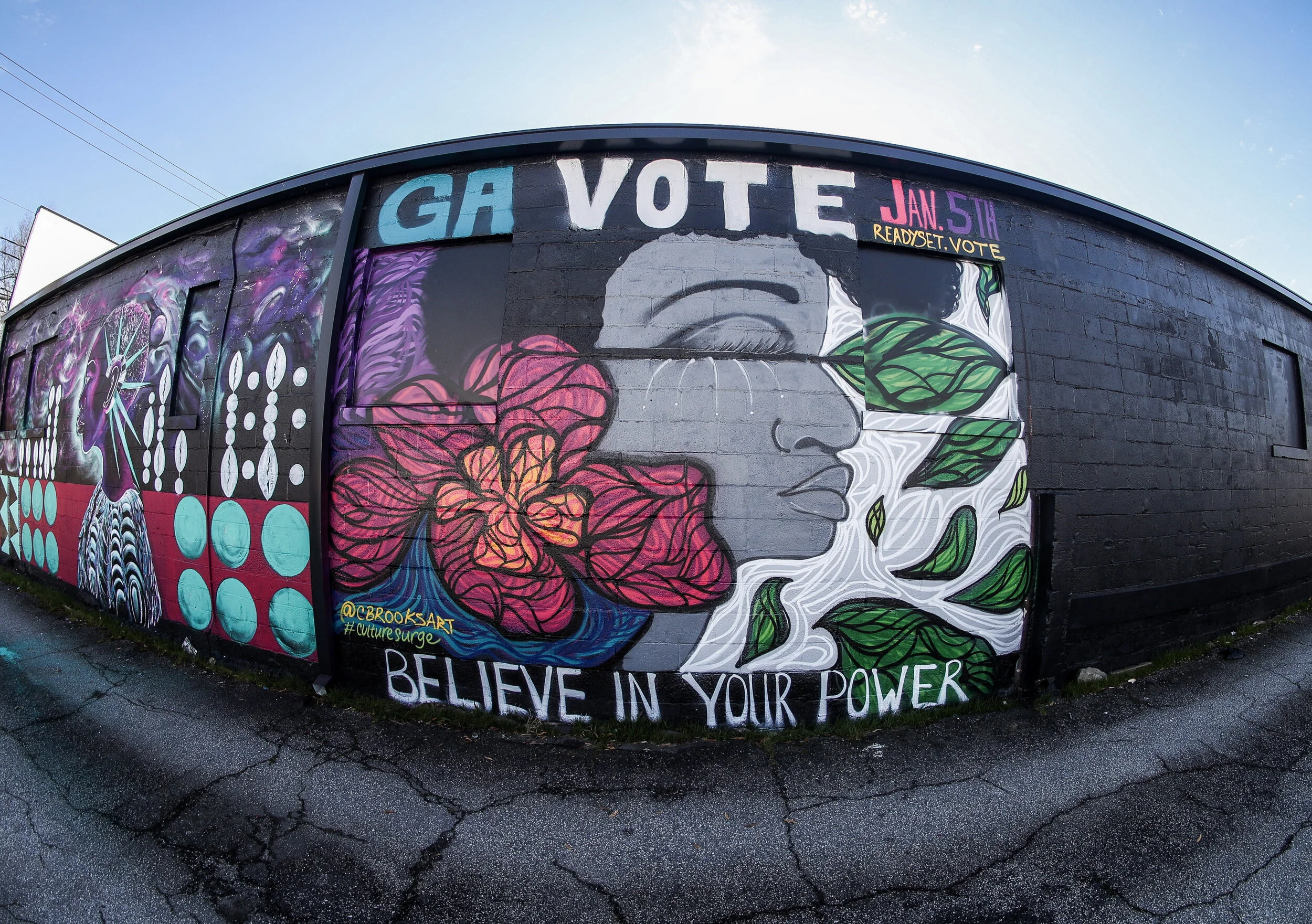  Mural painted by Courtney Brooks (IG: @cbrooksart / @journeyofablackgirl); Photo by Fulani Jabri (@fulanigjabri) | Commissioned by Culture Surge 