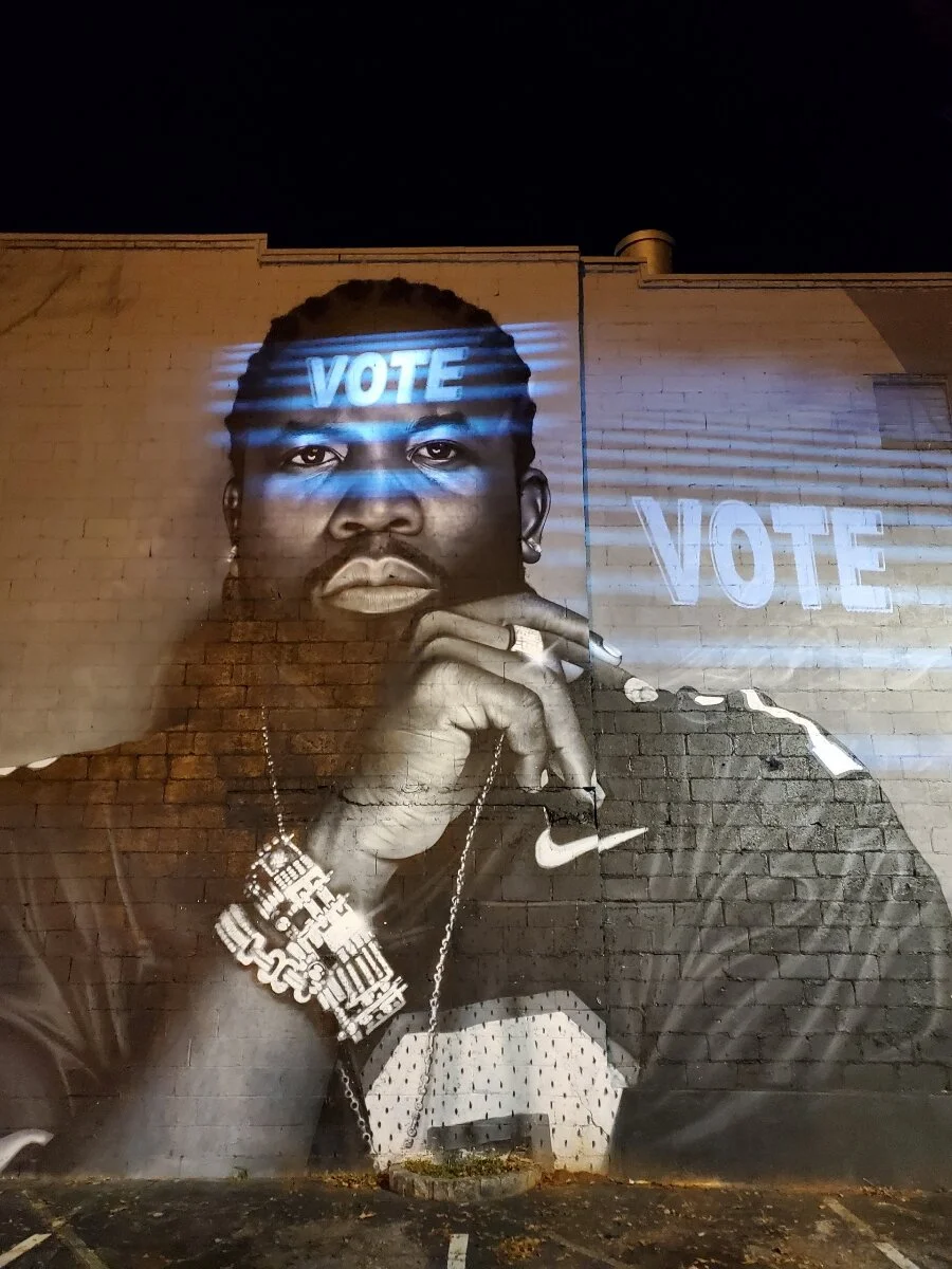  Projection by Kris Pilcher (IG: @krispatl); Drone photography by Benjamin Gravitt (IG: @uther37); Technical support from @protectawesome | Commissioned by Culture Surge 