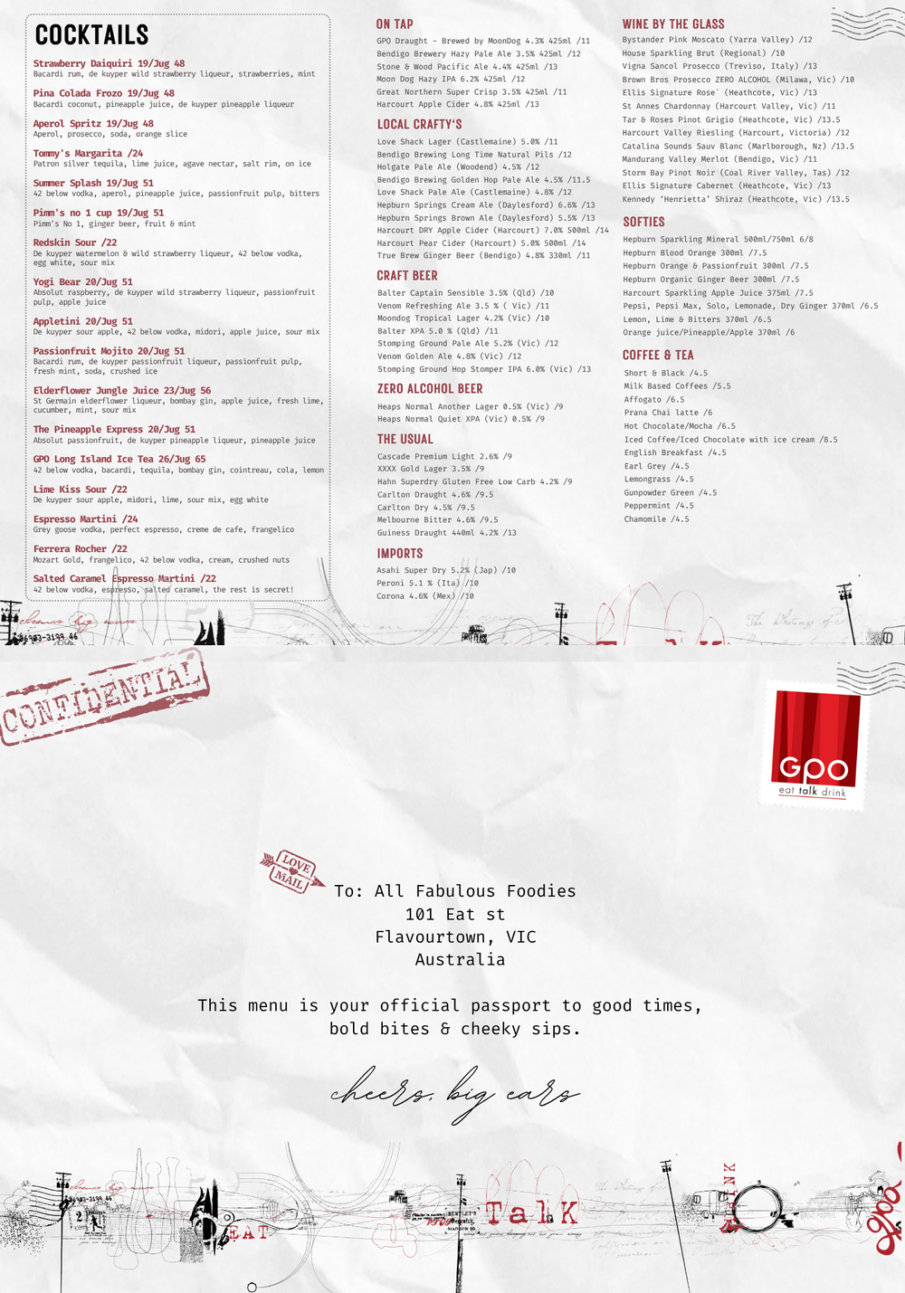Menu — GPO Restaurant