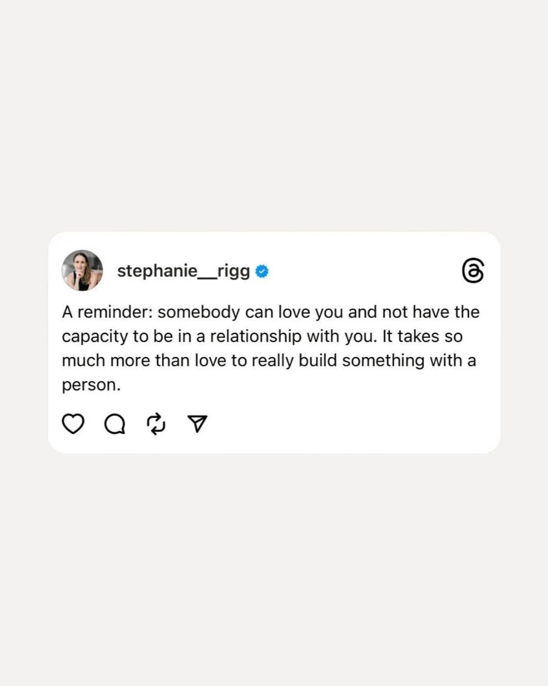 One of the hardest things to reckon with is when someone we love, who loves us back, is seemingly unable to show up for us the way we need them to in order for a relationship to work.

It's so easy to take this personally. To tell ourselves that &quo