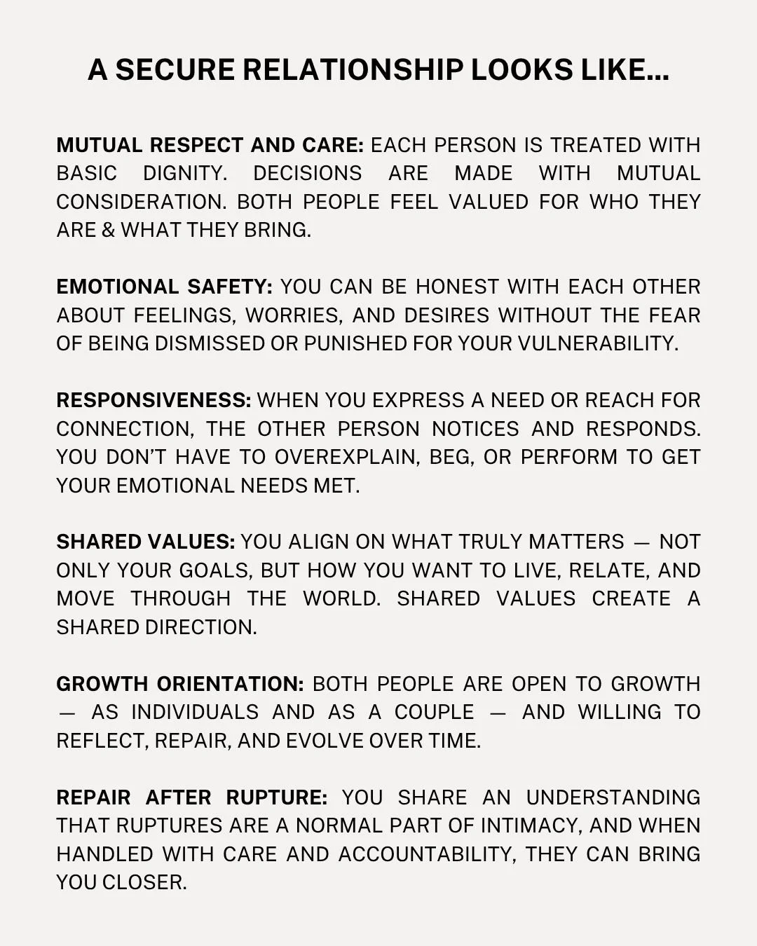 For a lot of folks who&rsquo;ve never experienced a truly safe and secure relationship, it can feel almost impossible to believe that this is actually what&rsquo;s out there.

But a big part of changing your patterns is raising your standards &mdash;