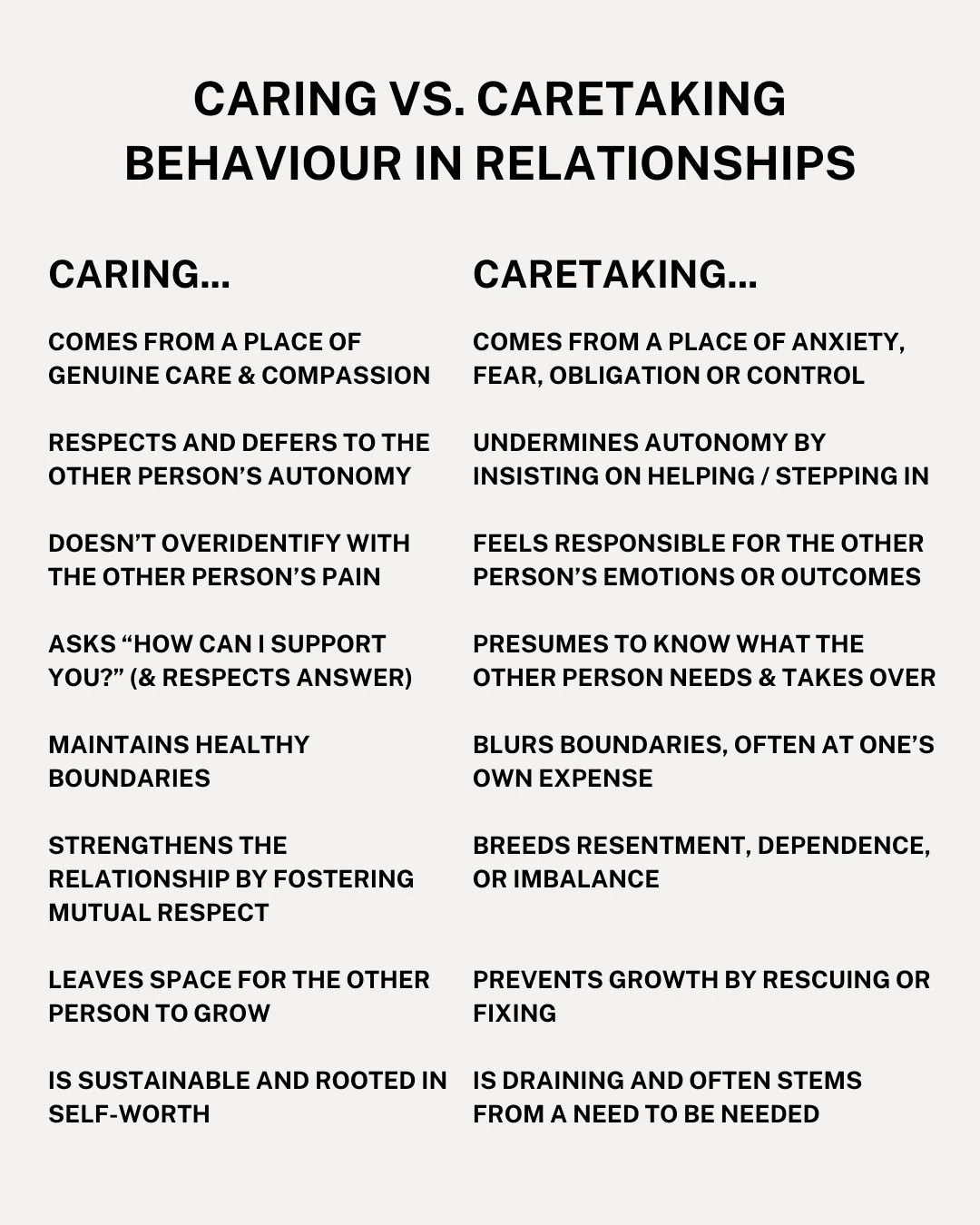 It&rsquo;s easy to confuse caretaking with caring. But while caring is grounded in love and mutual respect, caretaking is often fuelled by anxiety and fear &mdash; of being rejected, of not being needed, of losing connection.

Many people with anxiou