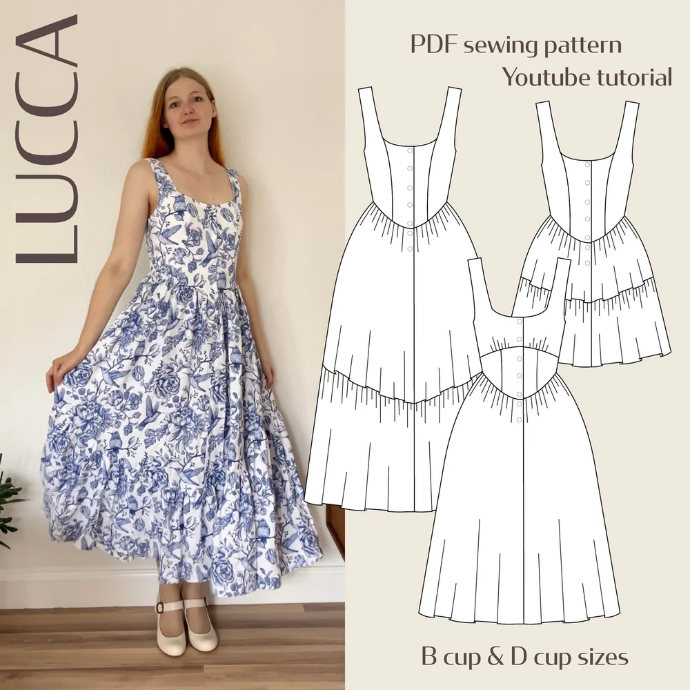 The Lucca Dress Pattern - Digital Pattern (B and D size range)   Schultzapparel
