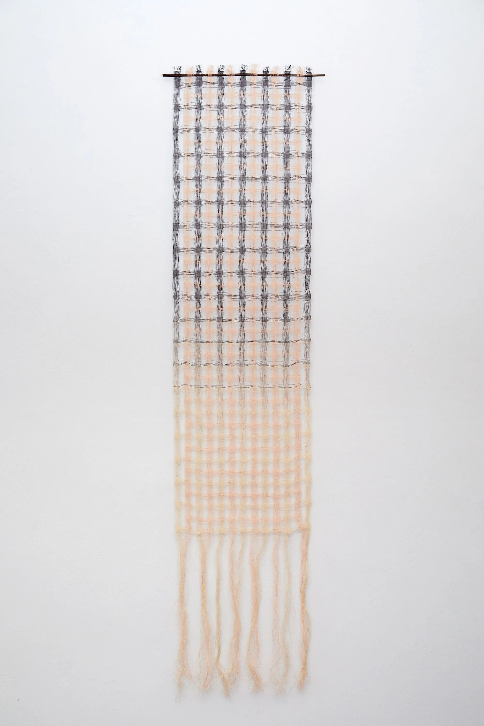 Walking Wheatfen Winter, 2019 
Hand-woven textile with paper and natural dyes, 170cm x 38cm