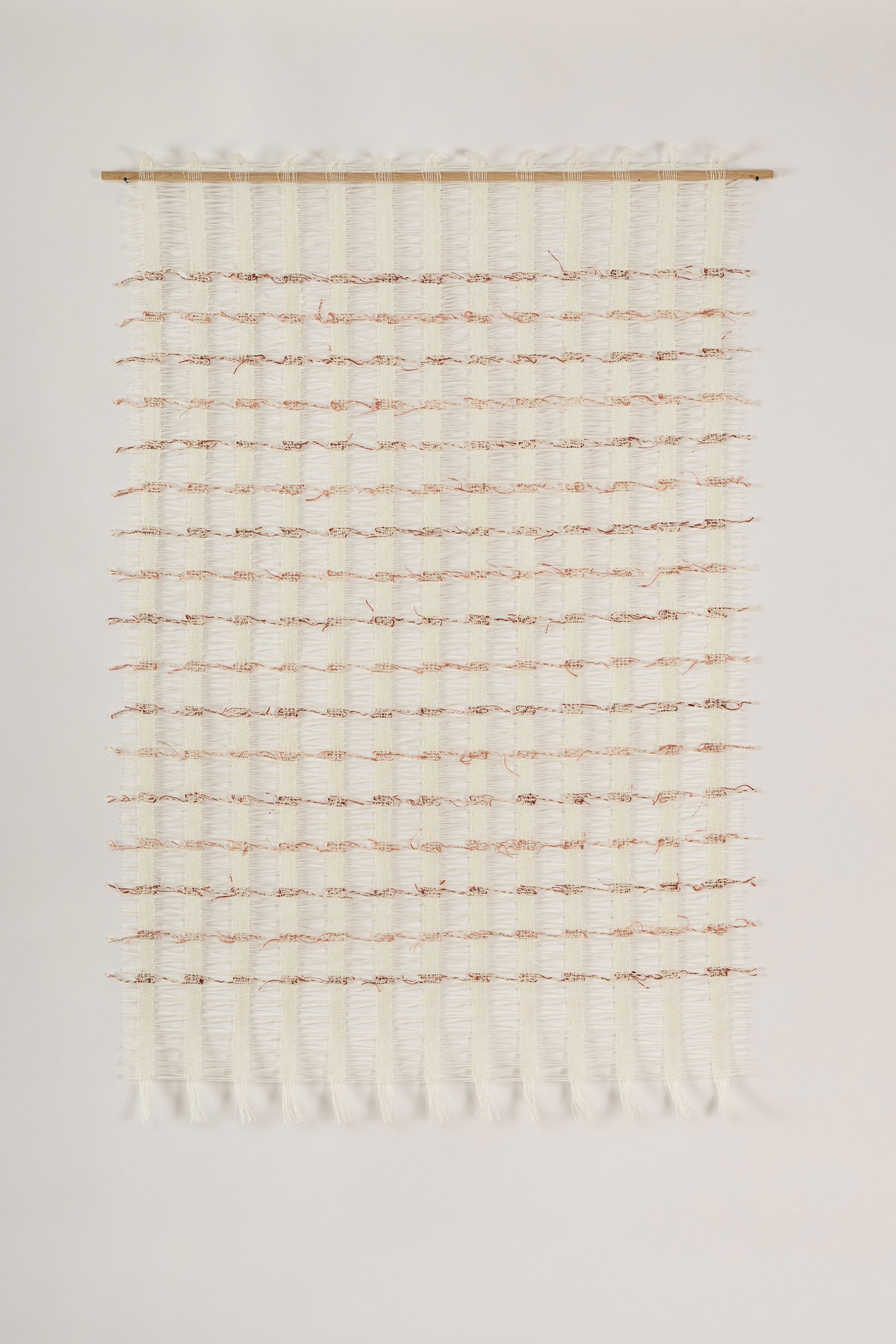 Walking Marston Marsh I, 2023 
Hand-woven textile with linen, handmade cordage with linen and paper yarn, 
72cm x 47cm 
