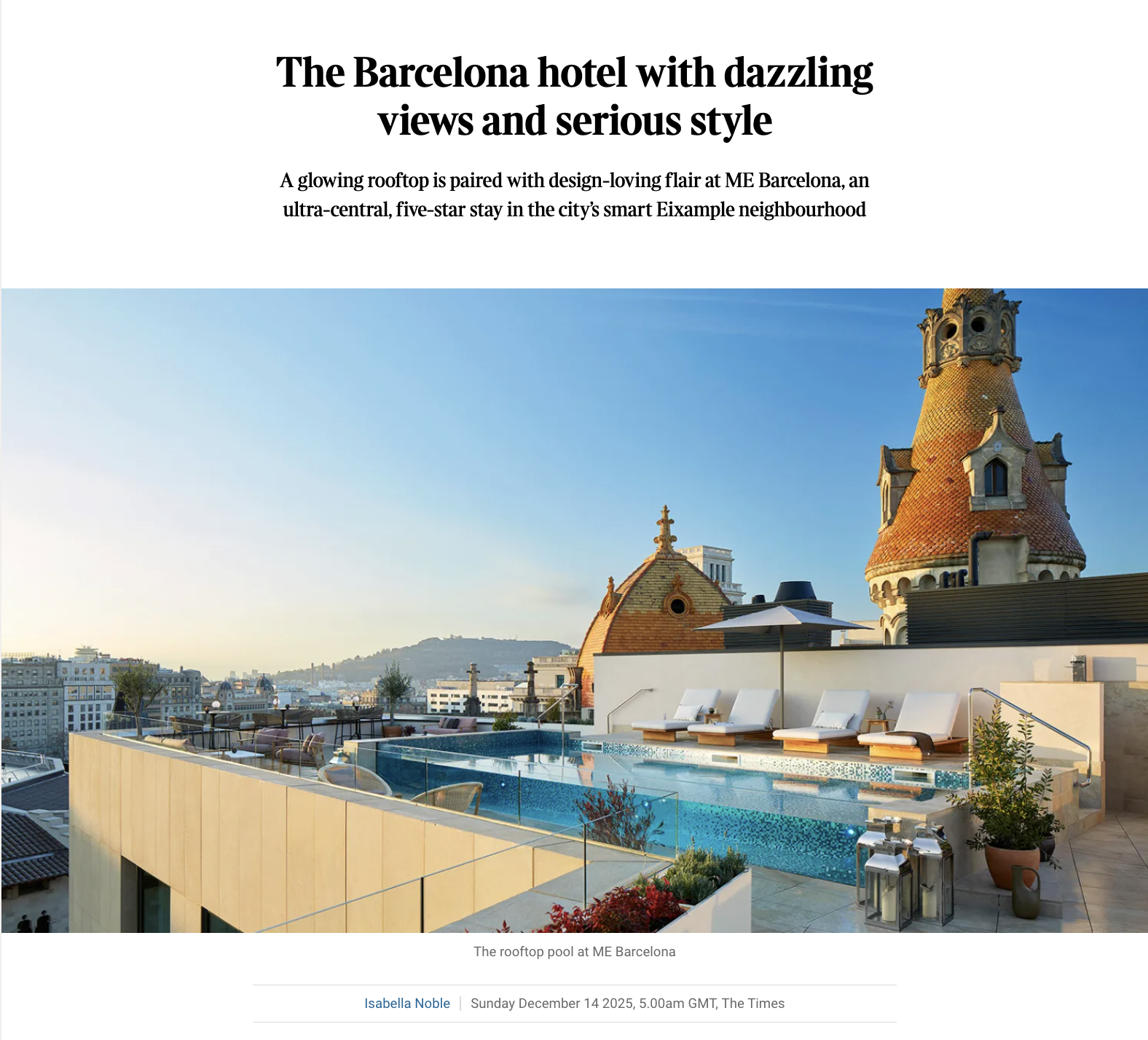 Review: ME Barcelona - The Times, Dec 2025