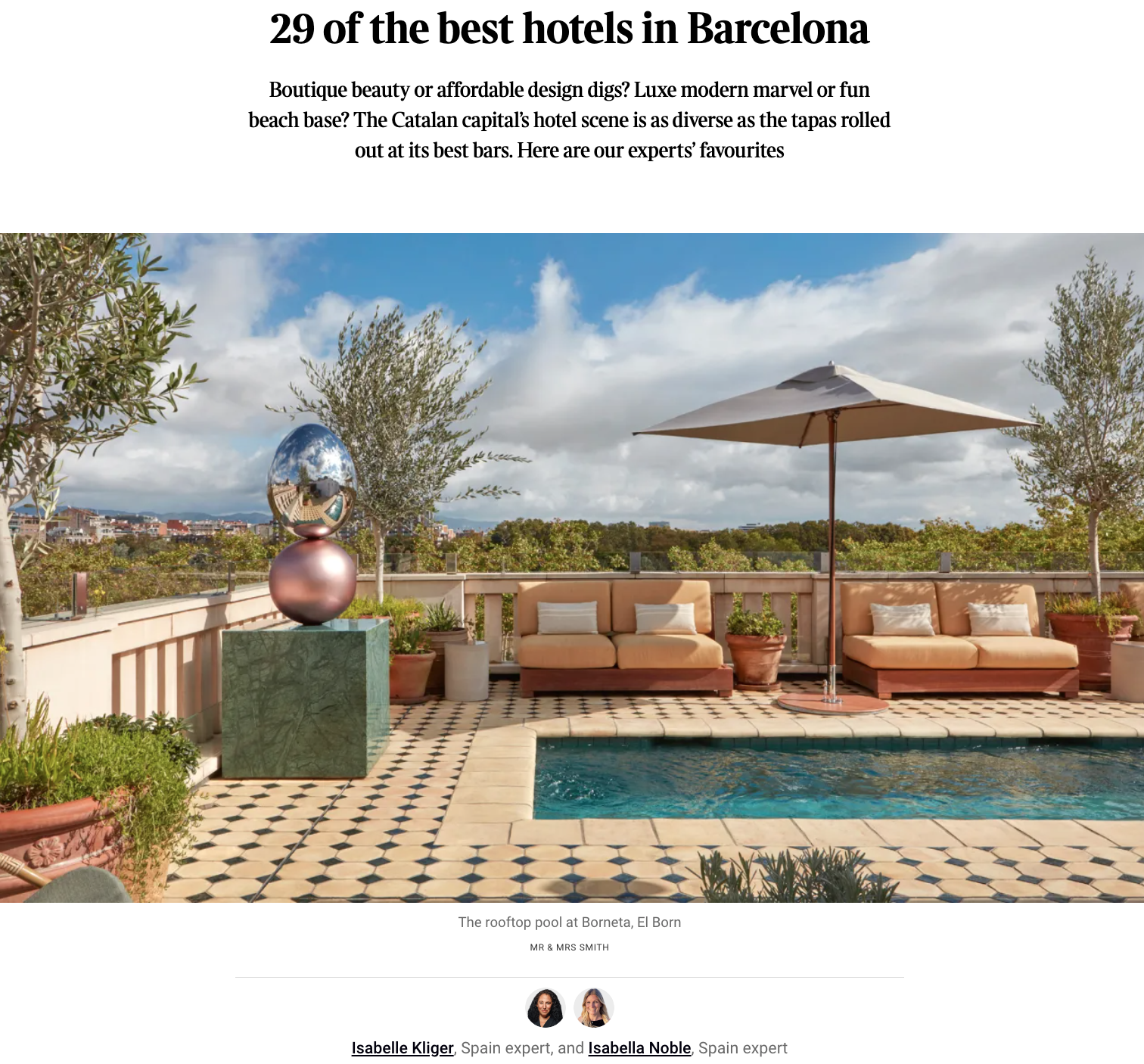 Best hotels in Barcelona - The Times, May 2026