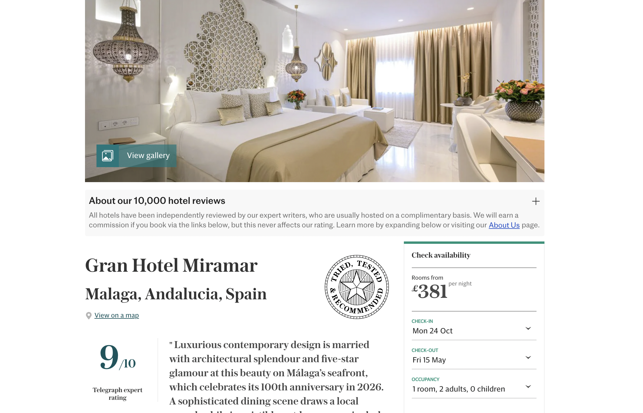 Review: Gran Hotel Miramar, Málaga - The Telegraph, Apr 2026