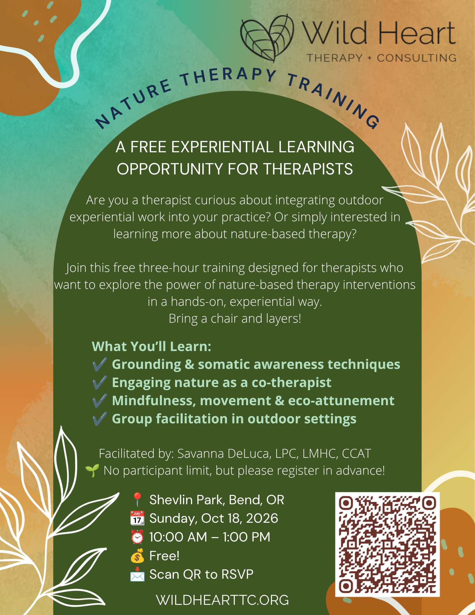 Nature-Based Therapy Training for Therapists and Health Professionals