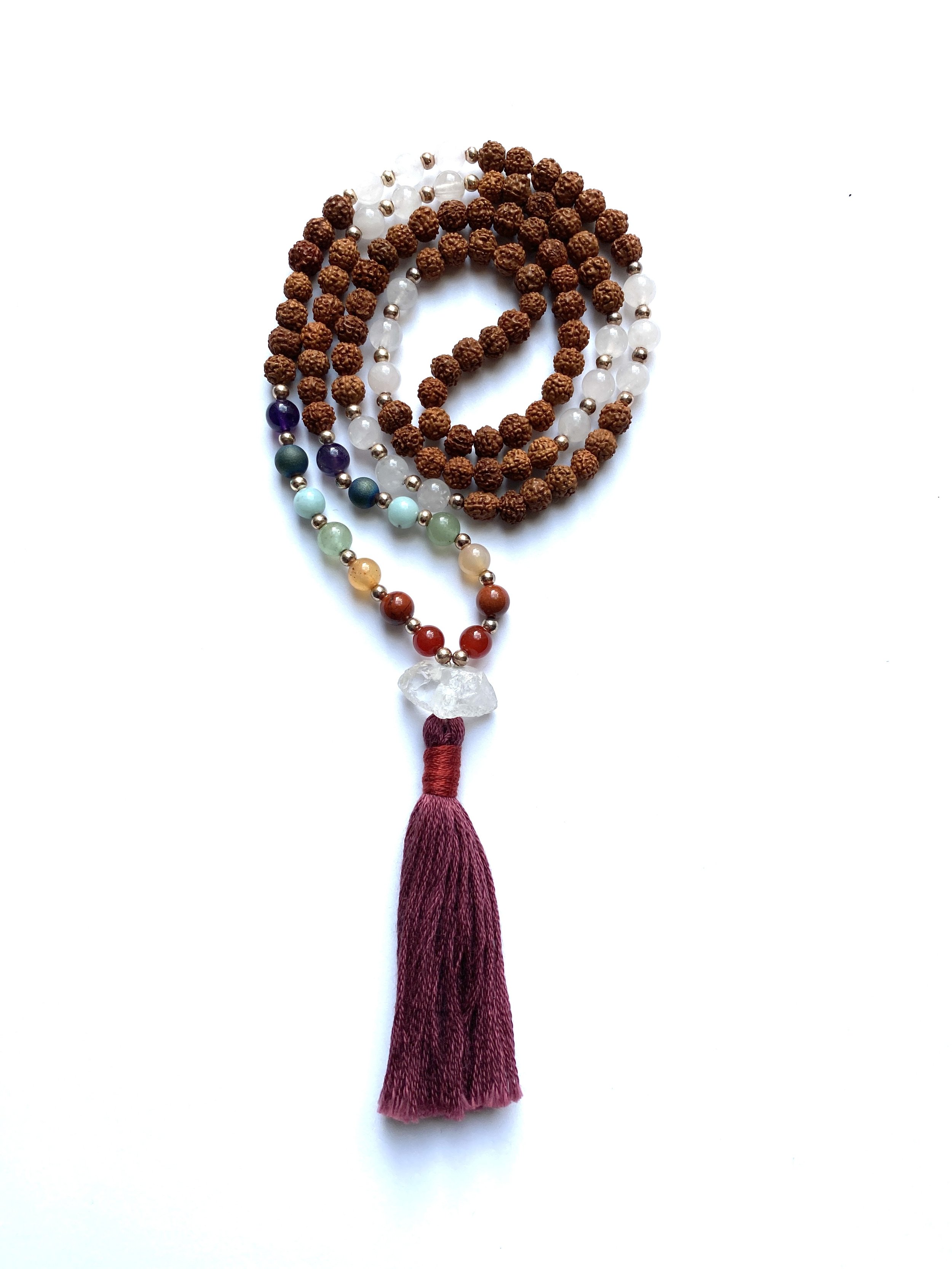 Rudraksha & 7 Chakra Mala Bead Necklace