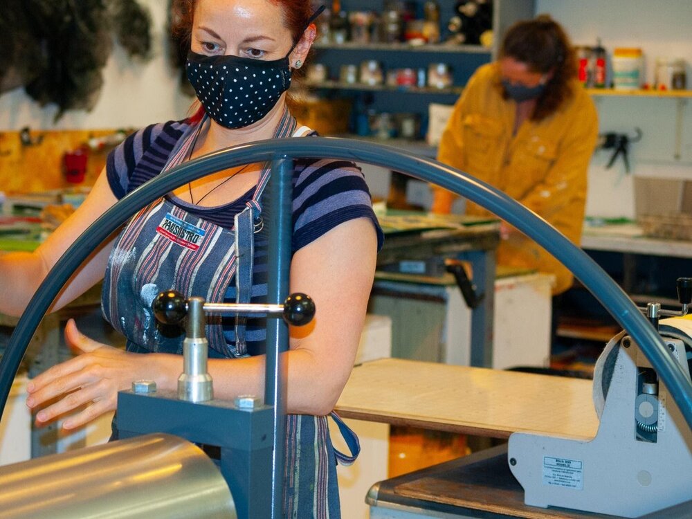 Melanie and Jane; OSA Printmaking Studio