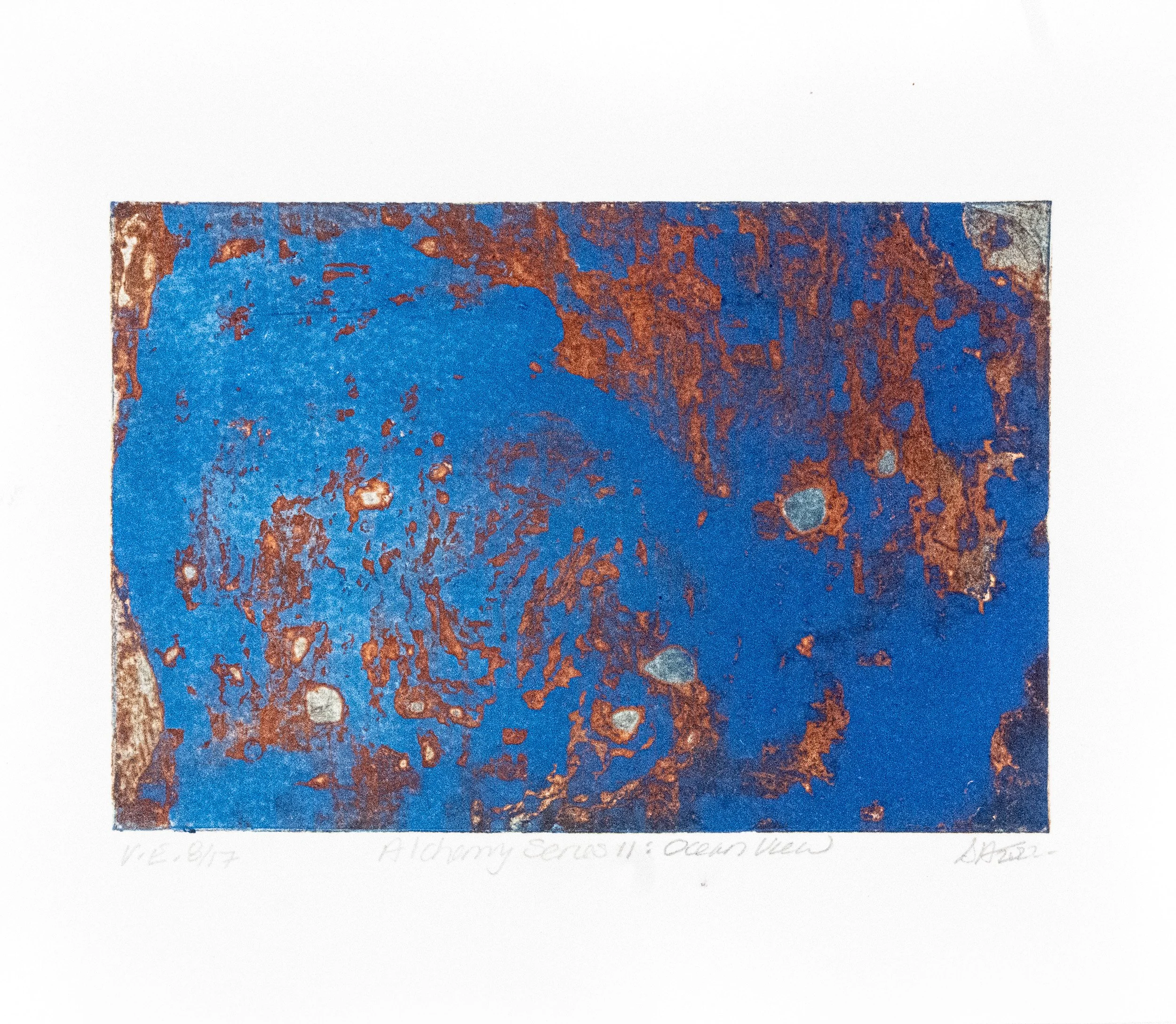 V.E. 8/17, 6" x 9", Alchemy Series II: Ocean View, Multi-viscosity Marble Etching, 2022