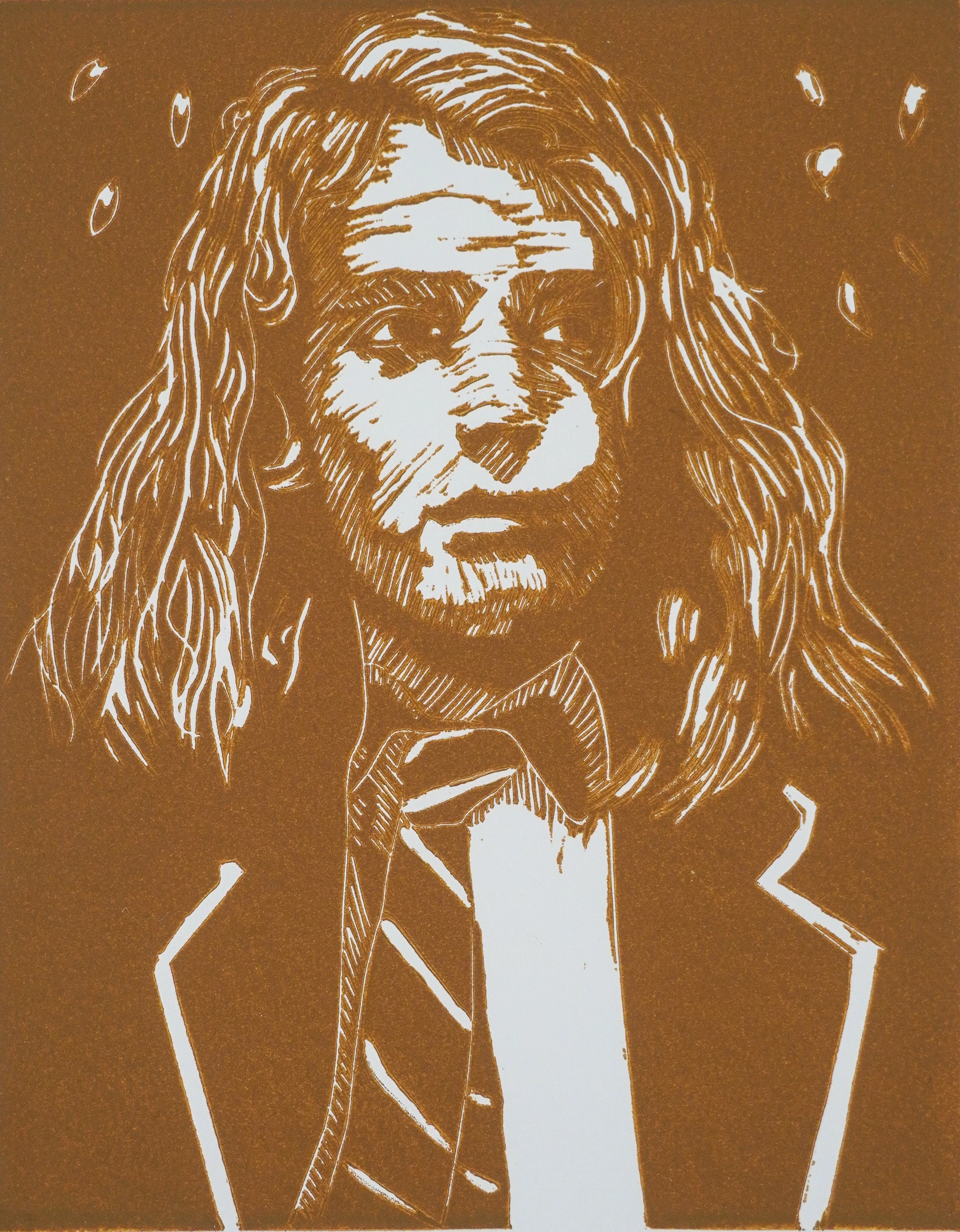 Scottish Boarder: Detached, 11"x15", Linocut, 2021