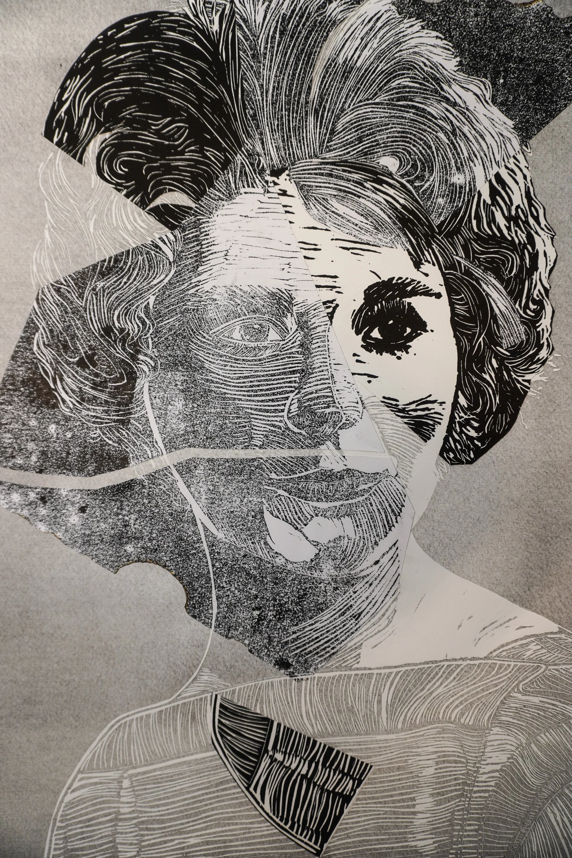 Fractured, 18"x24", Linocut, 2021