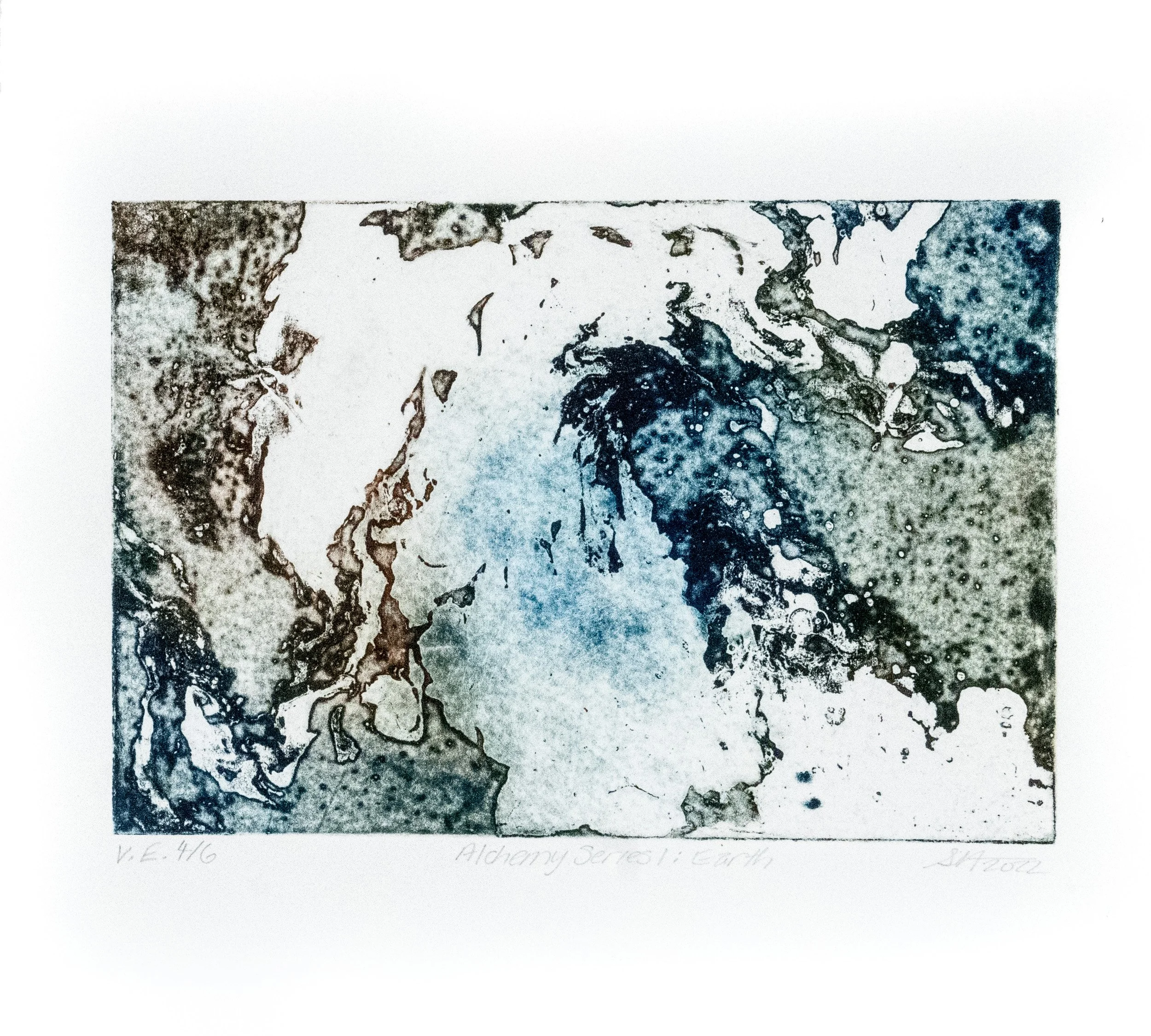 V.E. 4/6, 6" x9",Alchemy Series I: Earth, Marble Etching, 2022