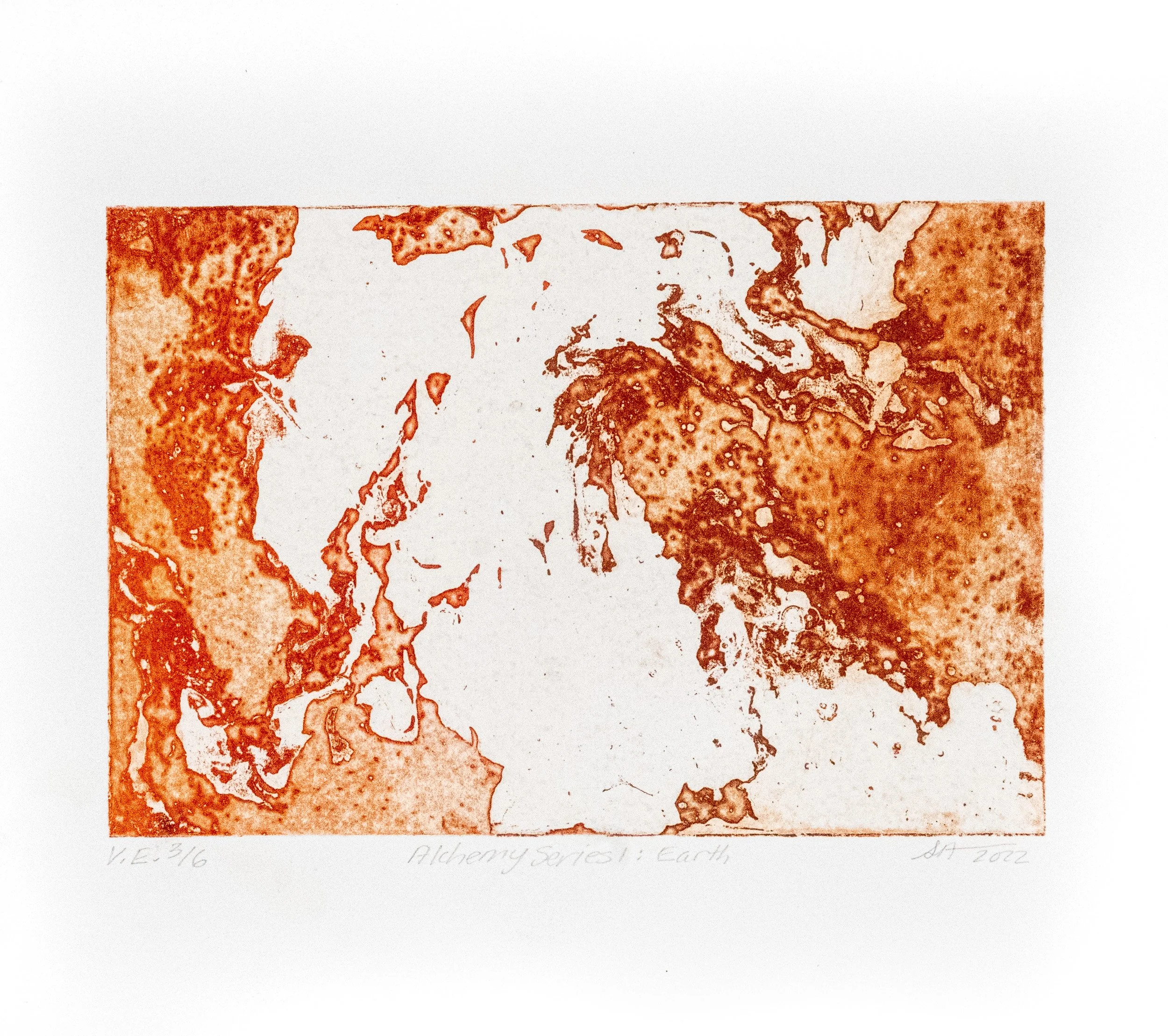 V.E.3/6, 6"x9", Alchemy Series I:Earth, Marble Etching, 2022