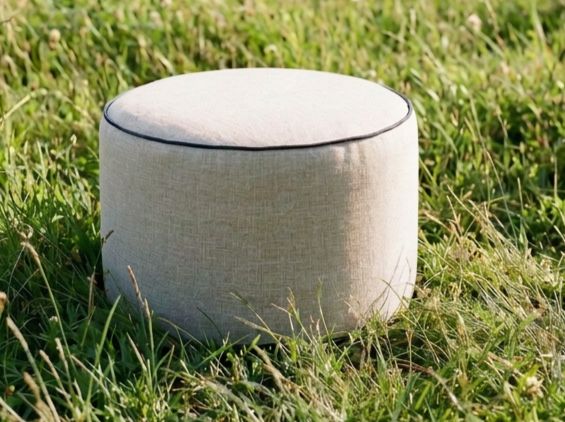 Linen pouffe