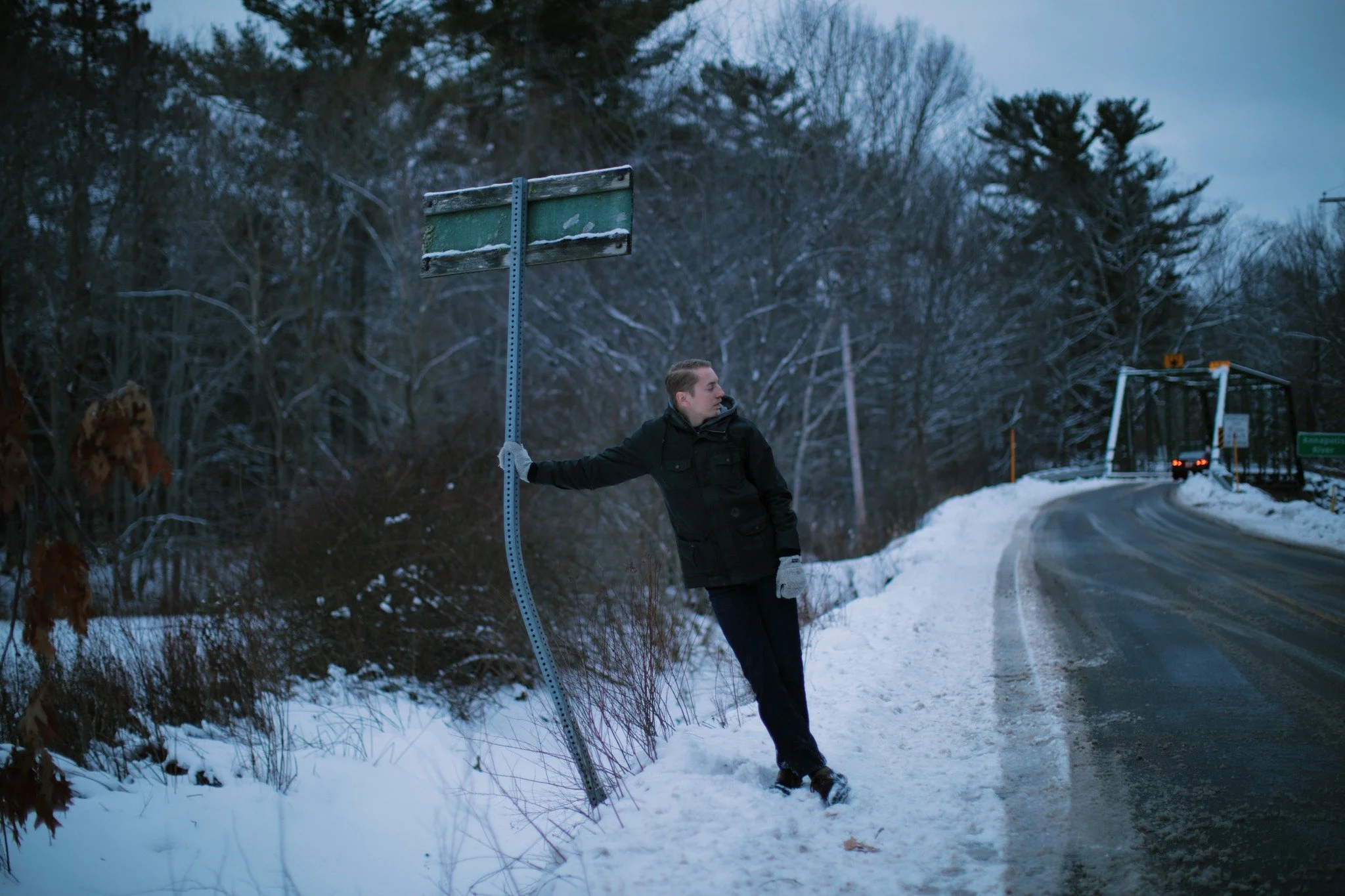 DIVERGENCE &mdash;&mdash; A snowplow probably bent this signpost like that, but at least it knows now to stay out of the way. I often think about the things that made me, because an unobserved journey to yourself is a terrible state. Humans are far t