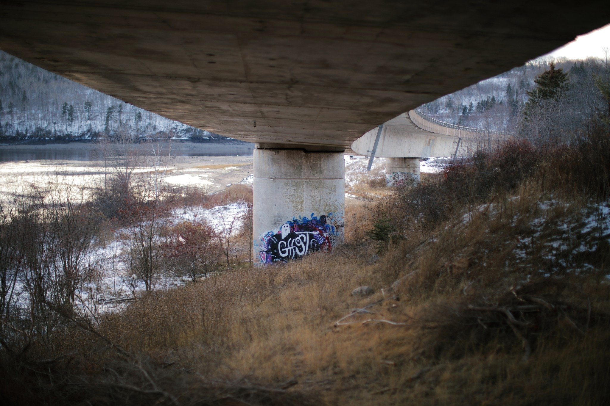LAST OF ITS KIND &mdash;&mdash; The bridge over Bear River is wide enough to create a kind of weather shadow for the land below. Shelter from rain or snow, provided it's not blowing too hard. If we weren't so far from the troubles of city centres, yo