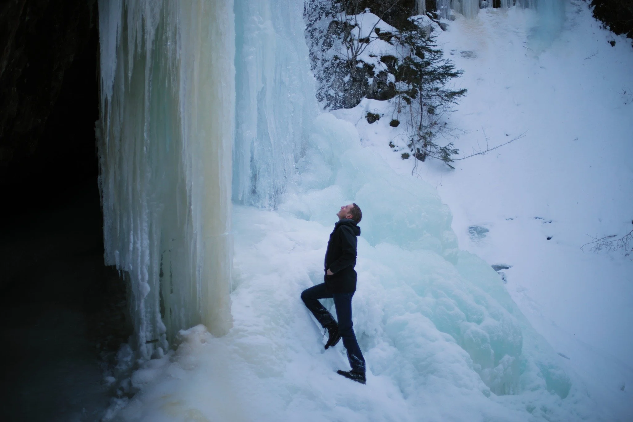 AWAY TO A WAITING &mdash;&mdash; The frozen towers of the forest are the soul of winter for me. Ever since I first discovered the lonesome monoliths of ice, it's what I anticipate each season. The icy waterfalls can appear as early as December, but i