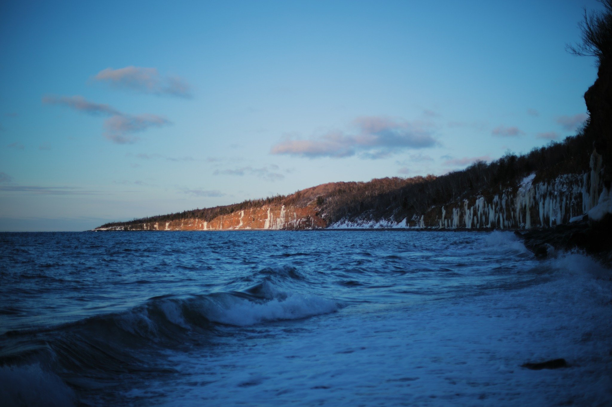 RATTLE AND CRASH &mdash;&mdash; The warm orange cliffs of a last winter light are always welcoming to me. Standing on a shore that few traverse, looking out on a cold evening coming. Perhaps the sound that's deepest in my head is this &mdash; the mar